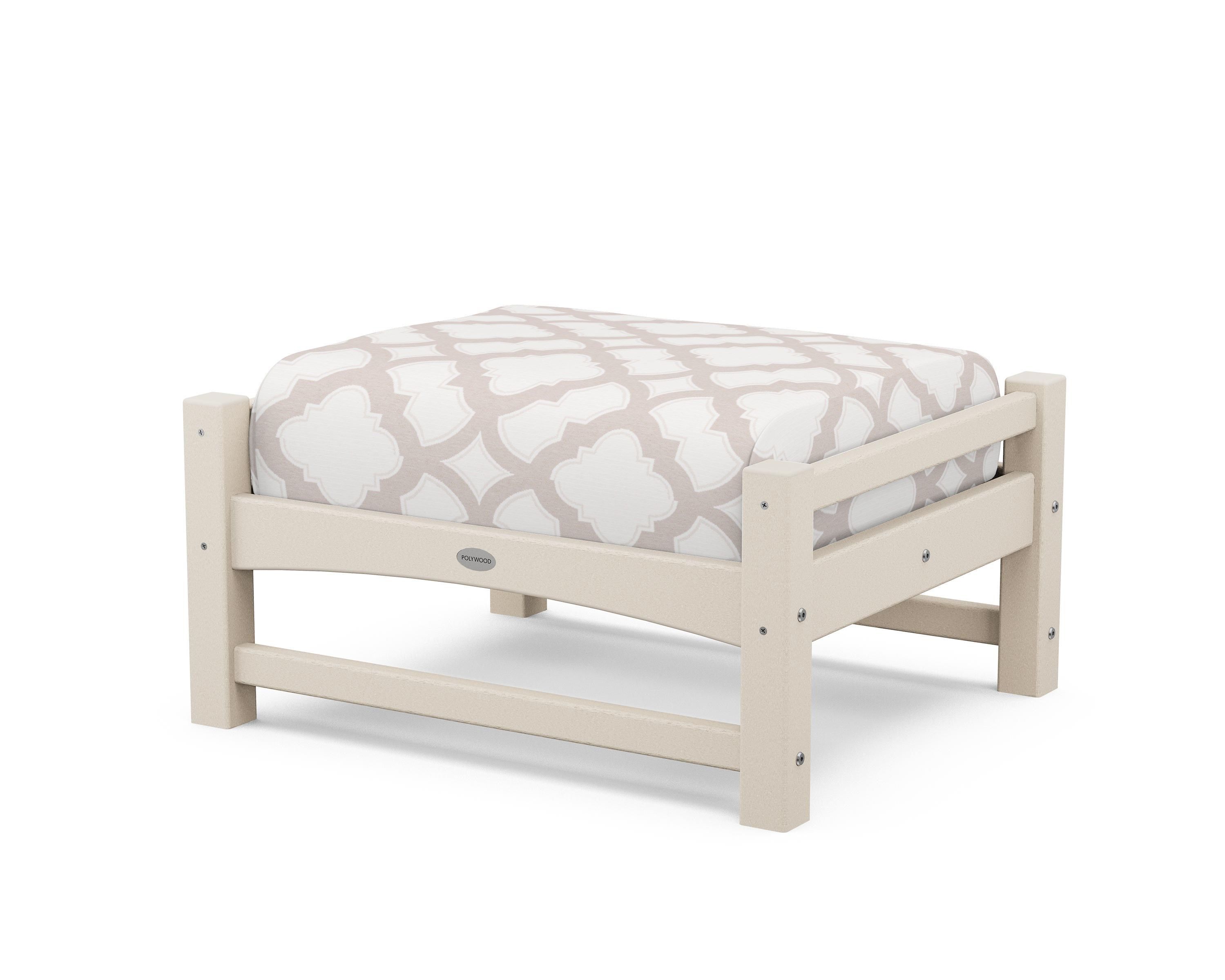 POLYWOOD® Club Ottoman in Sand / Trellis Dune Burlap