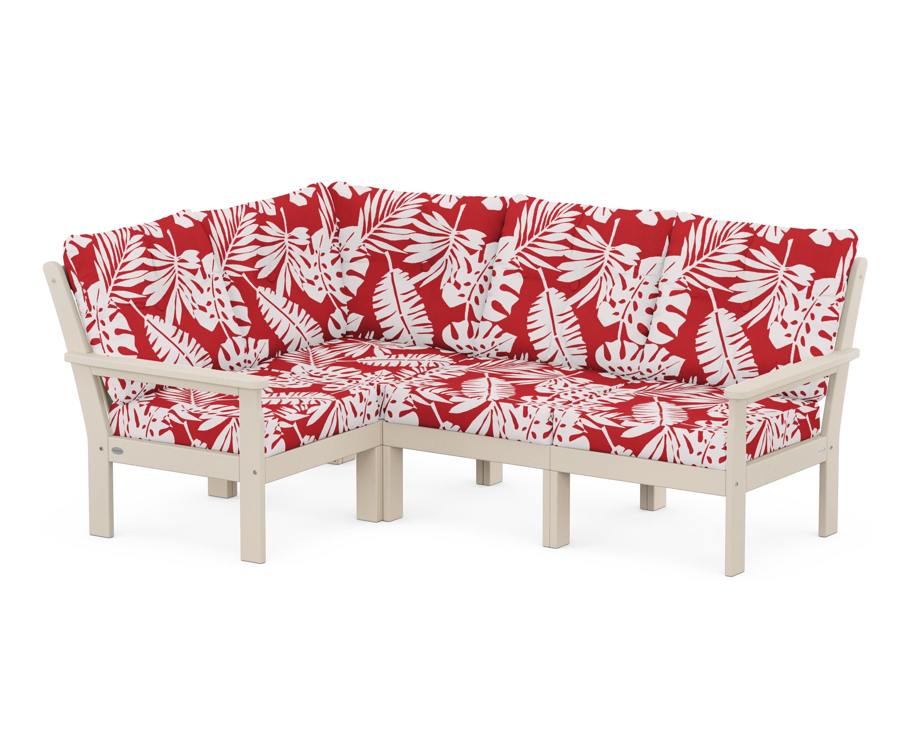 POLYWOOD® Vineyard 4-Piece Sectional in Sand / Leaf Crimson