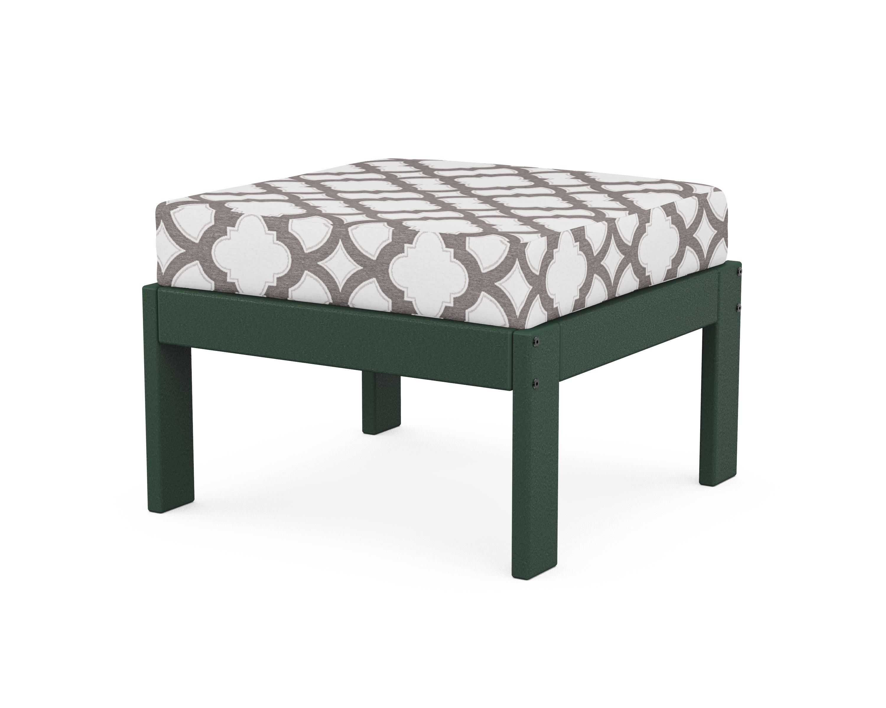 POLYWOOD® Vineyard Modular Ottoman in Green / Trellis Grey Mist