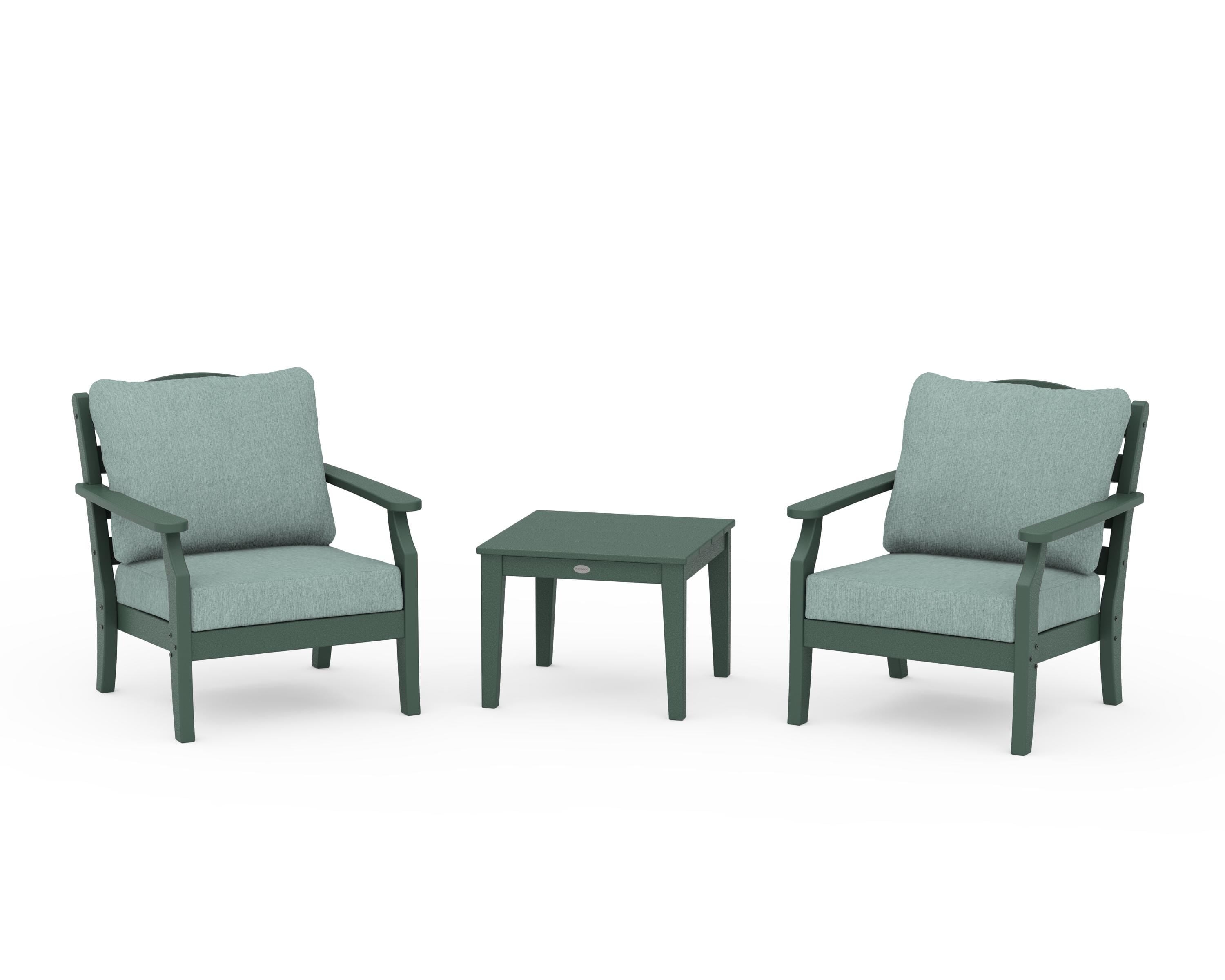 Draper James™ by POLYWOOD® Savannah 3-Piece Deep Seating Set in Green / Glacier Spa