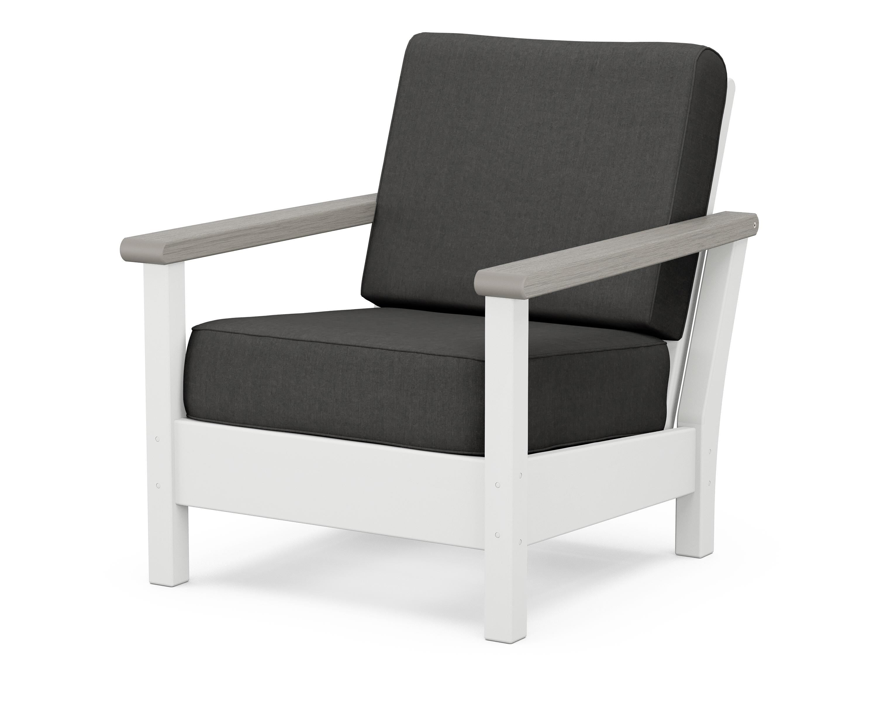 POLYWOOD® Harbour Deep Seating Chair in White / Driftwood / Spectrum Carbon