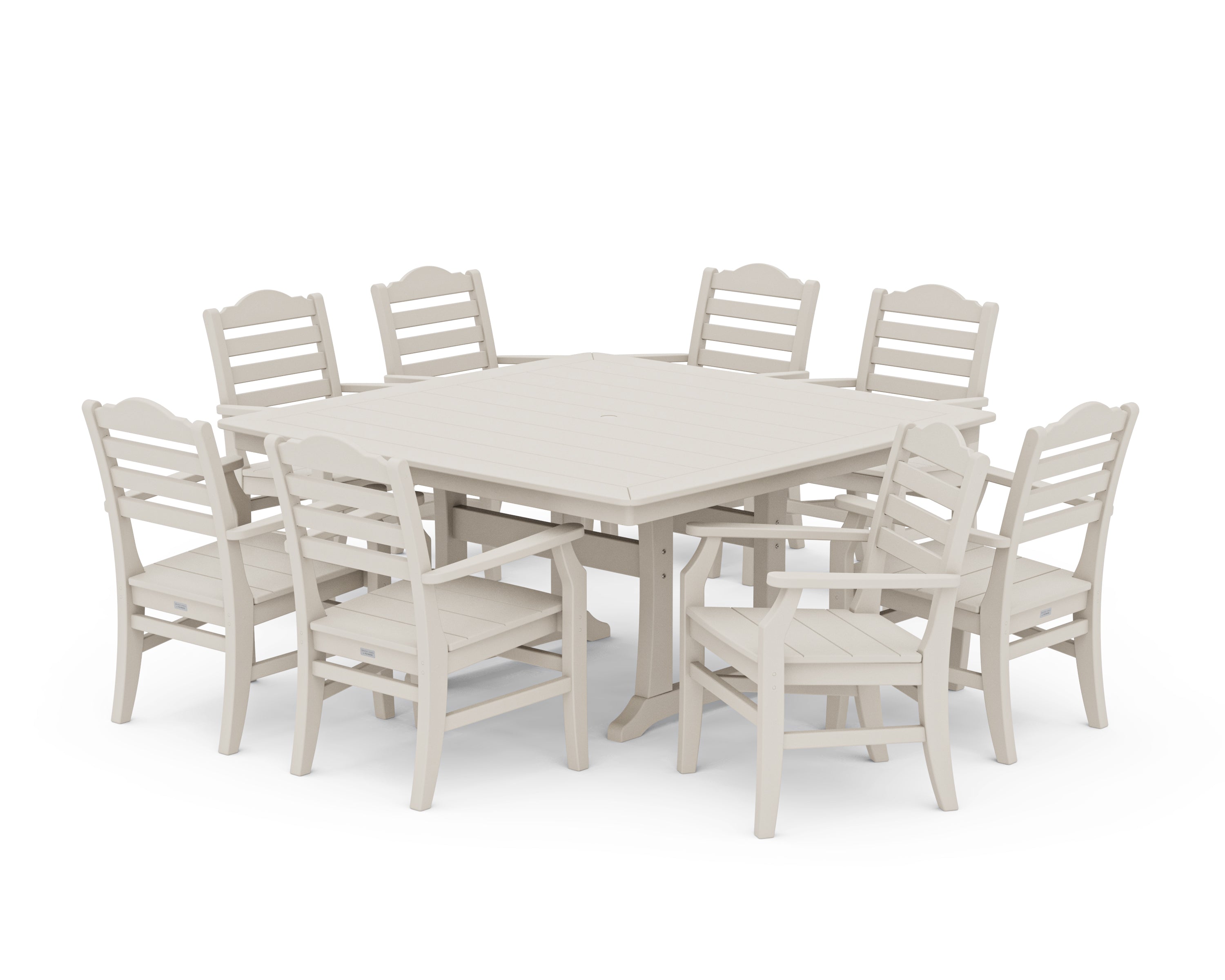 POLYWOOD® Savannah 9-Piece Square Dining Set with Trestle Legs in Sand