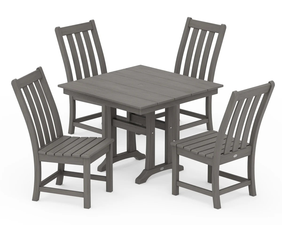 Vineyard 5-Piece Farmhouse Trestle Side Chair Dining Set