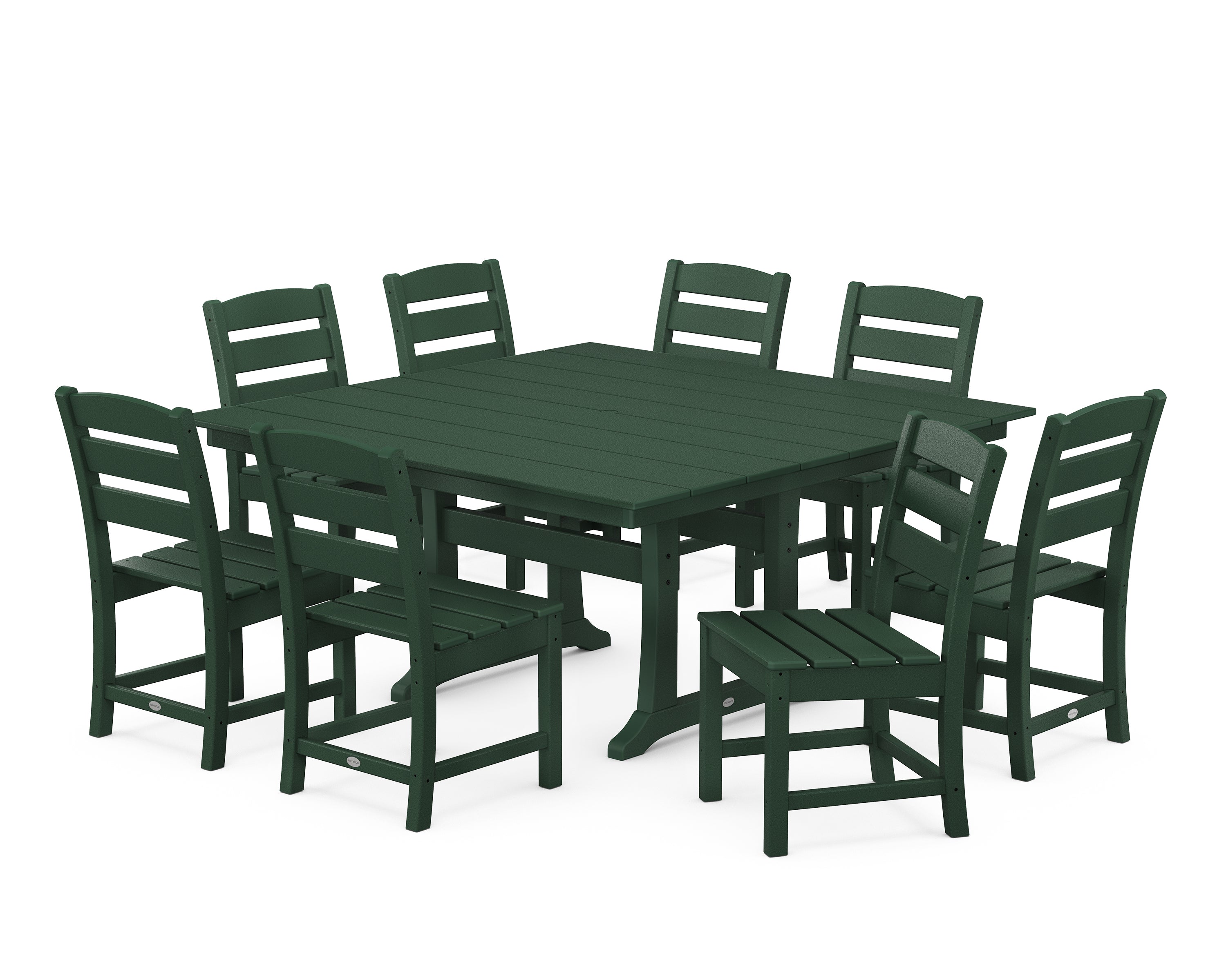 POLYWOOD® Lakeside 9-Piece Farmhouse Trestle Dining Set in Green
