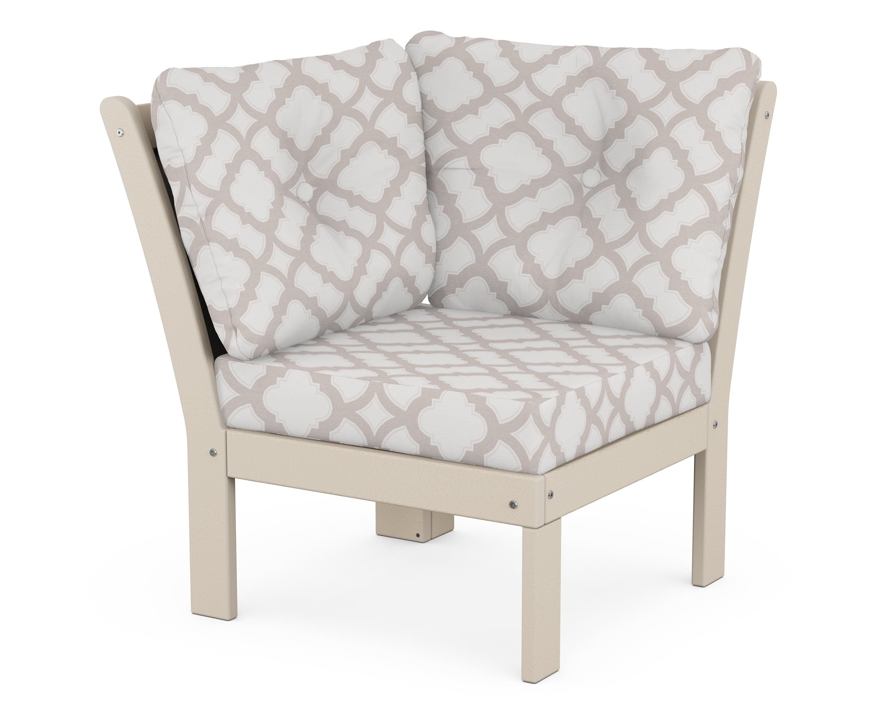 POLYWOOD® Vineyard Modular Corner Chair in Sand / Trellis Dune Burlap