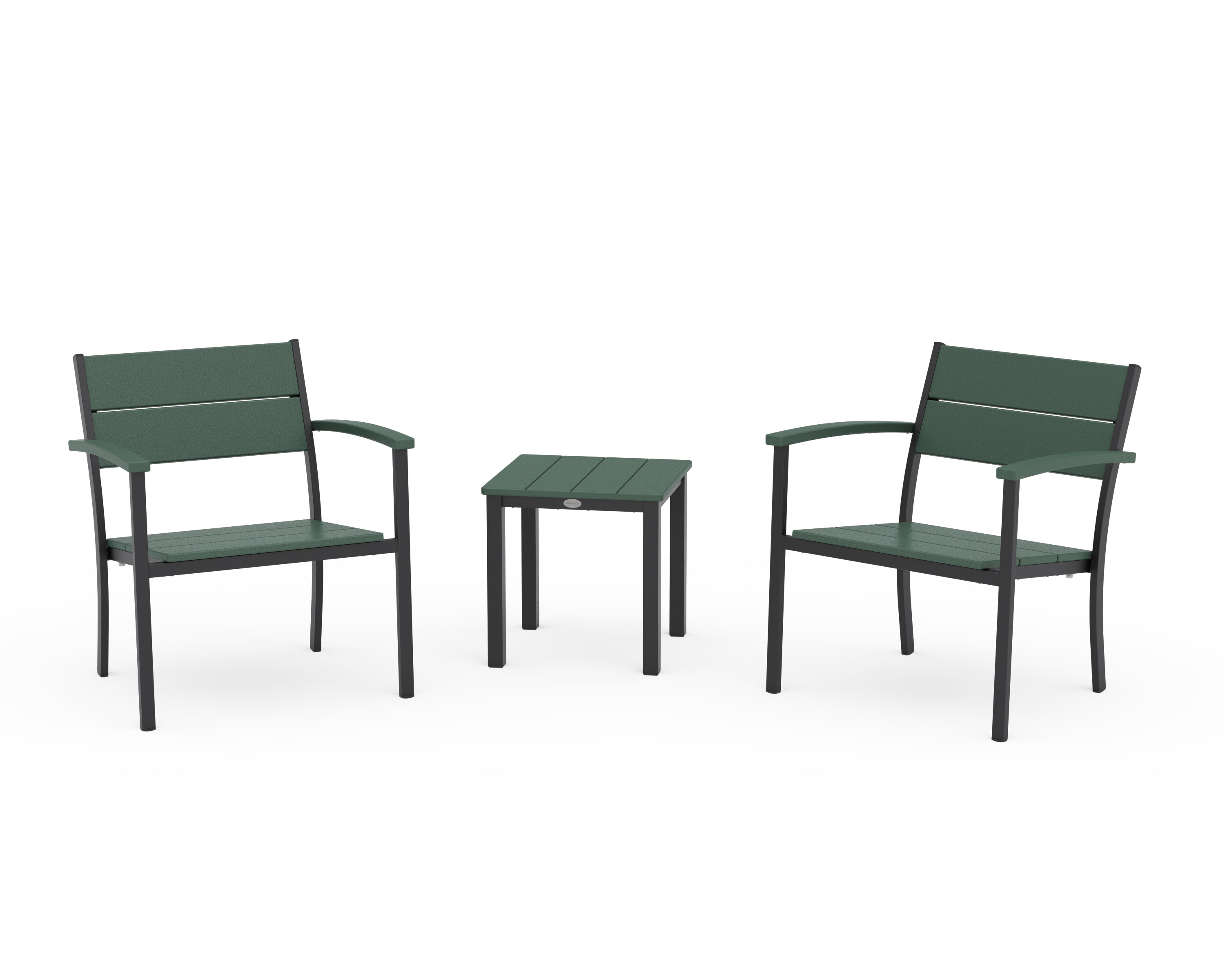 POLYWOOD® Main Street 3-Piece Lounge Chair Set in Black / Green