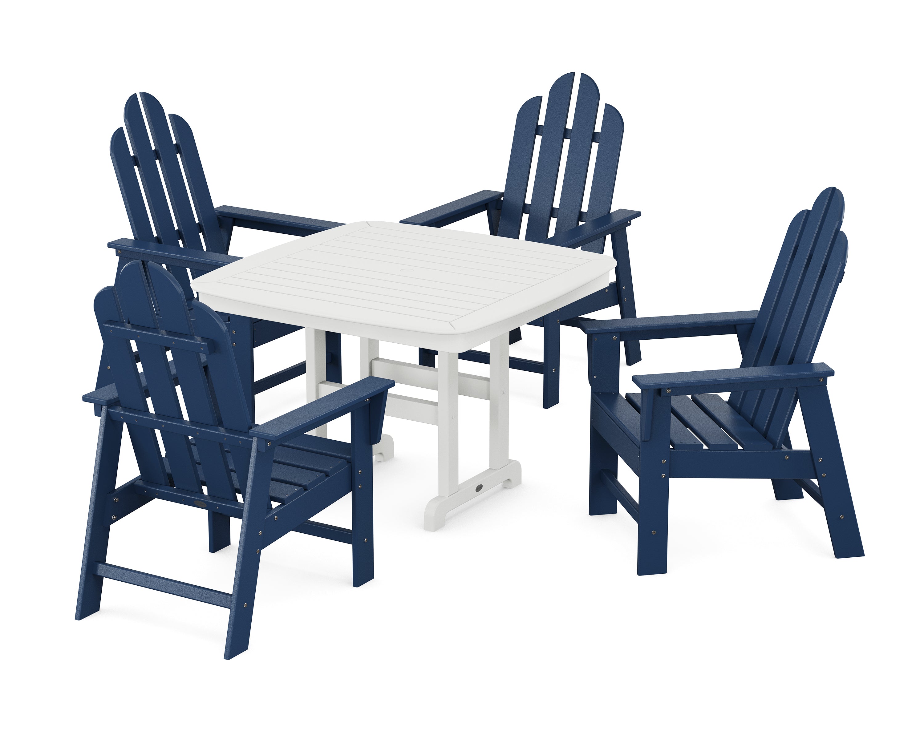 POLYWOOD® Long Island 5-Piece Dining Set with Trestle Legs in Navy / White