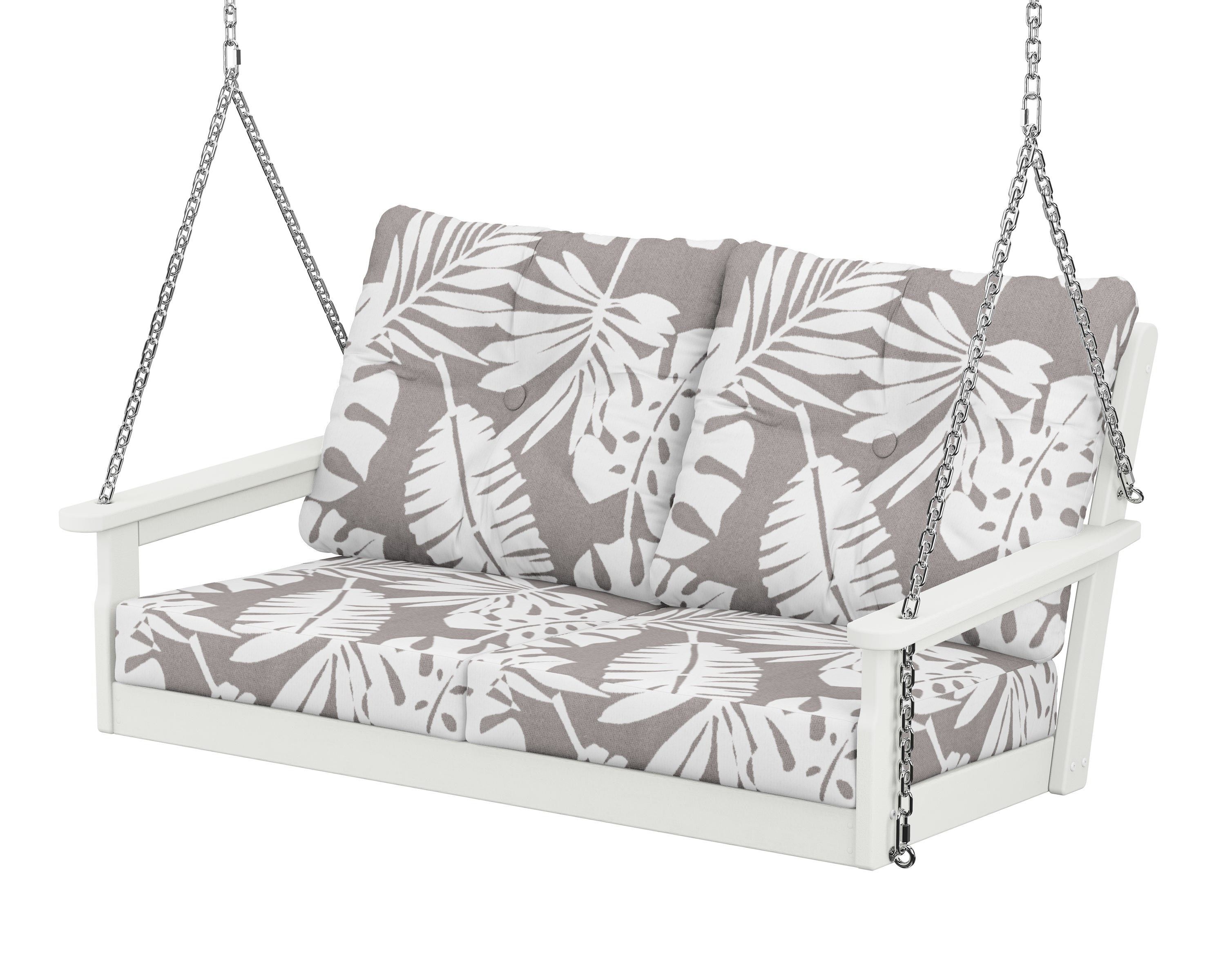 POLYWOOD® Vineyard Deep Seating Swing in Vintage White / Leaf Grey Mist