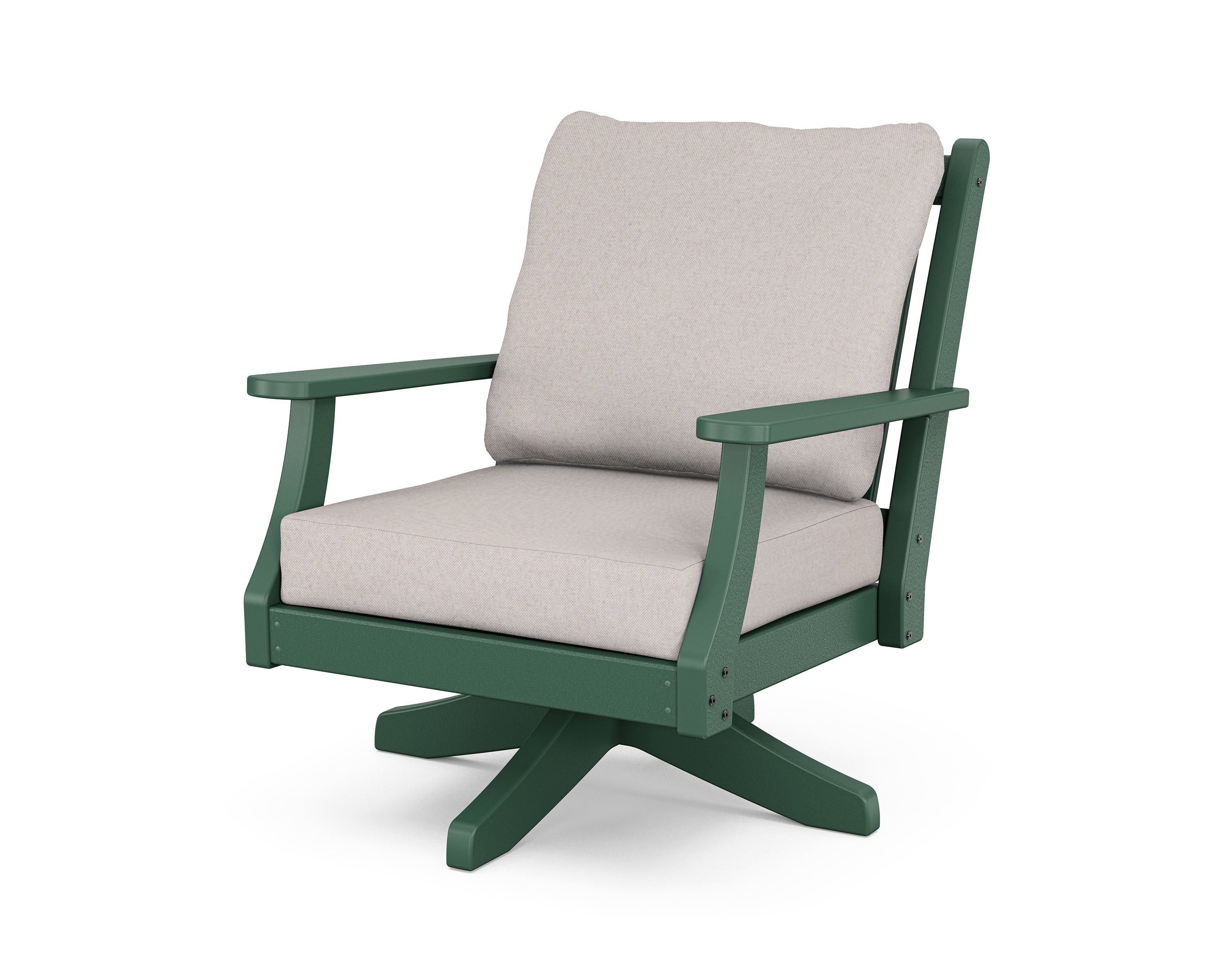 Country Living Wovendale Deep Seating Swivel Chair in Green / Dune Burlap