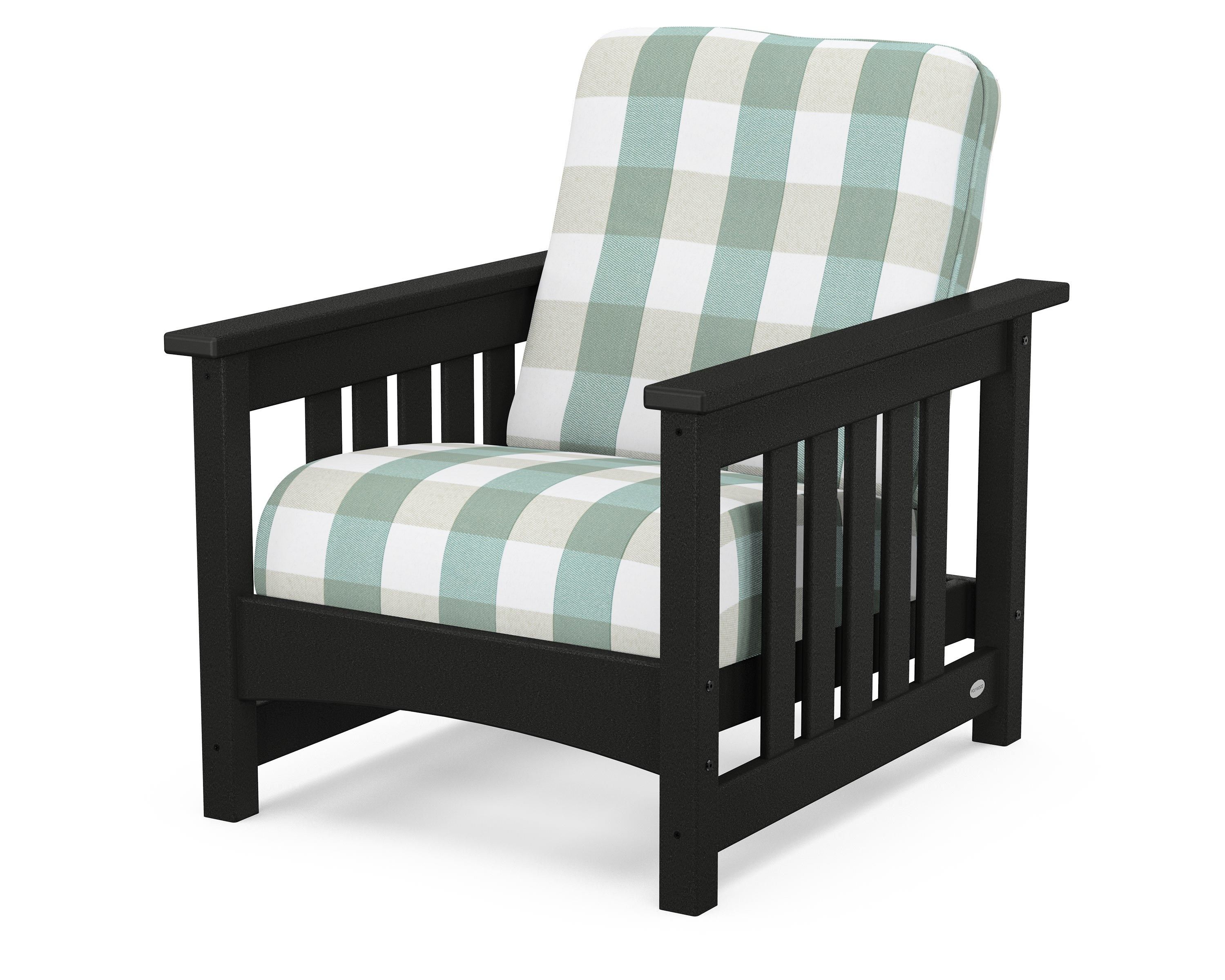 POLYWOOD® Club Mission Chair in Black / Buffalo Plaid Glacier Spa
