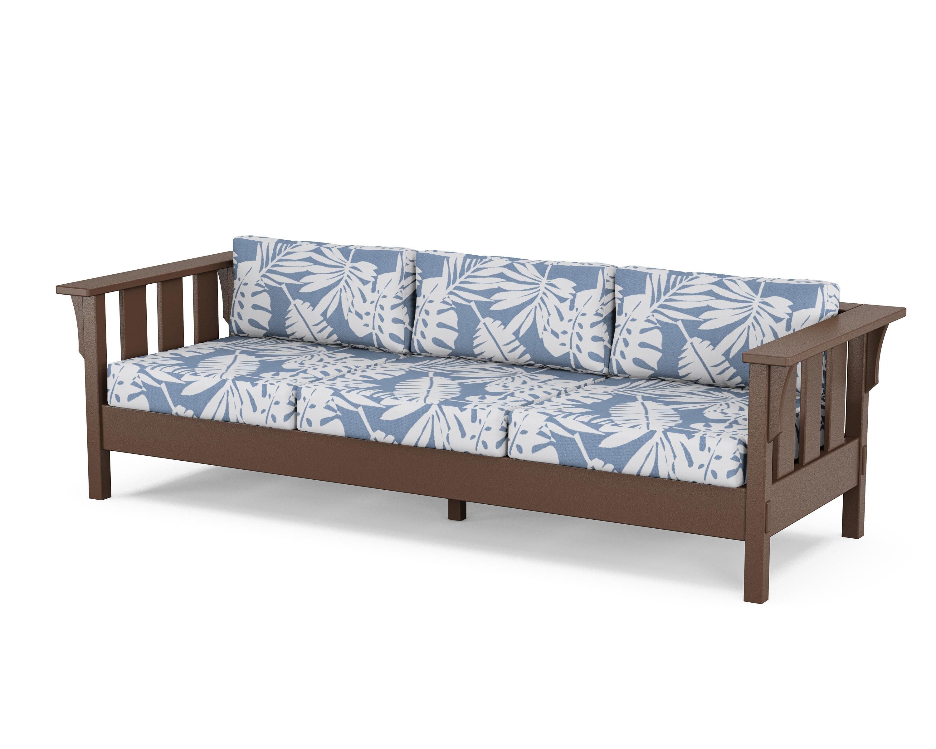 Martha Stewart by POLYWOOD® Acadia Deep Seating Sofa in Mahogany / Leaf Sky Blue
