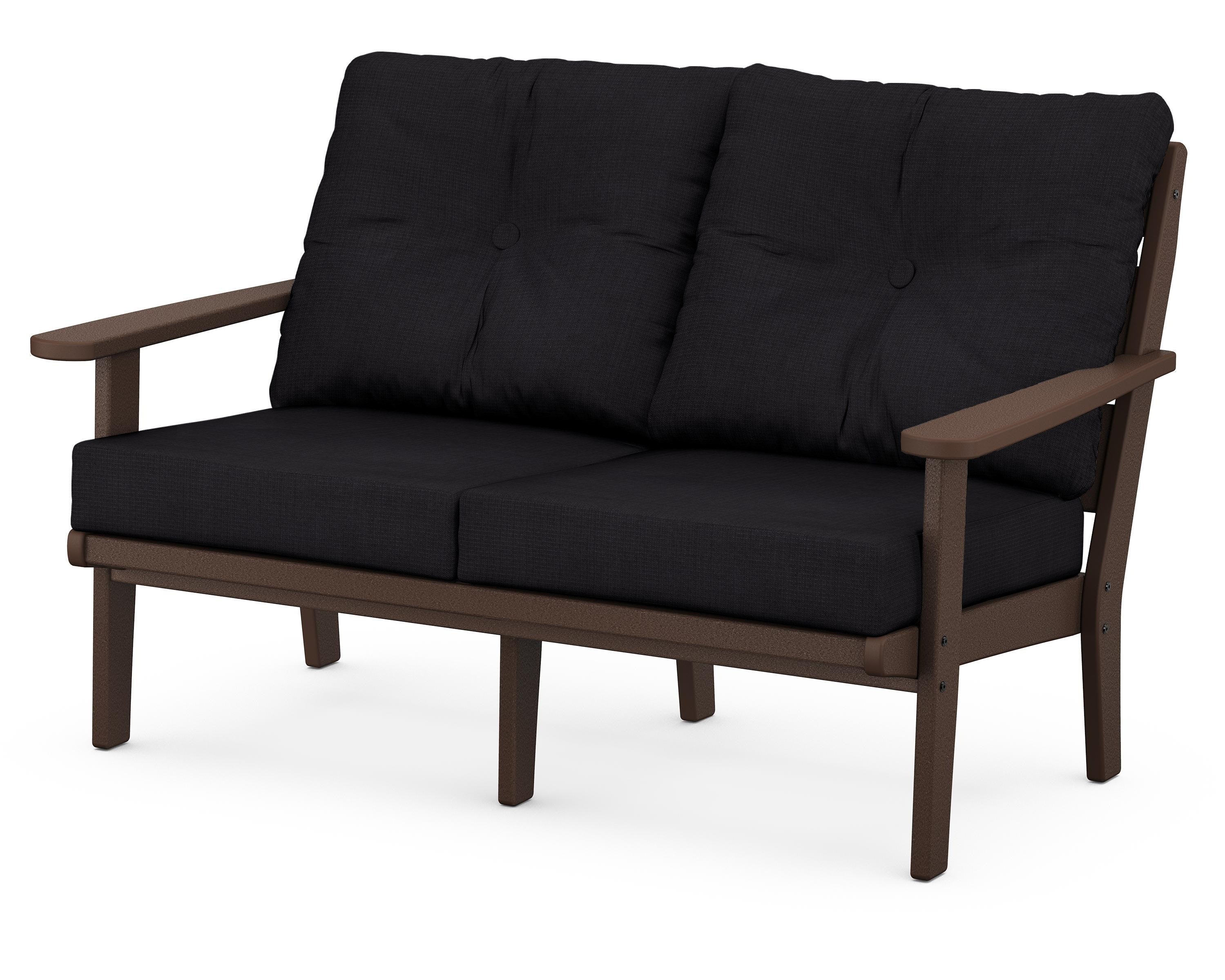 POLYWOOD® Lakeside Deep Seating Loveseat in Mahogany / Midnight Linen