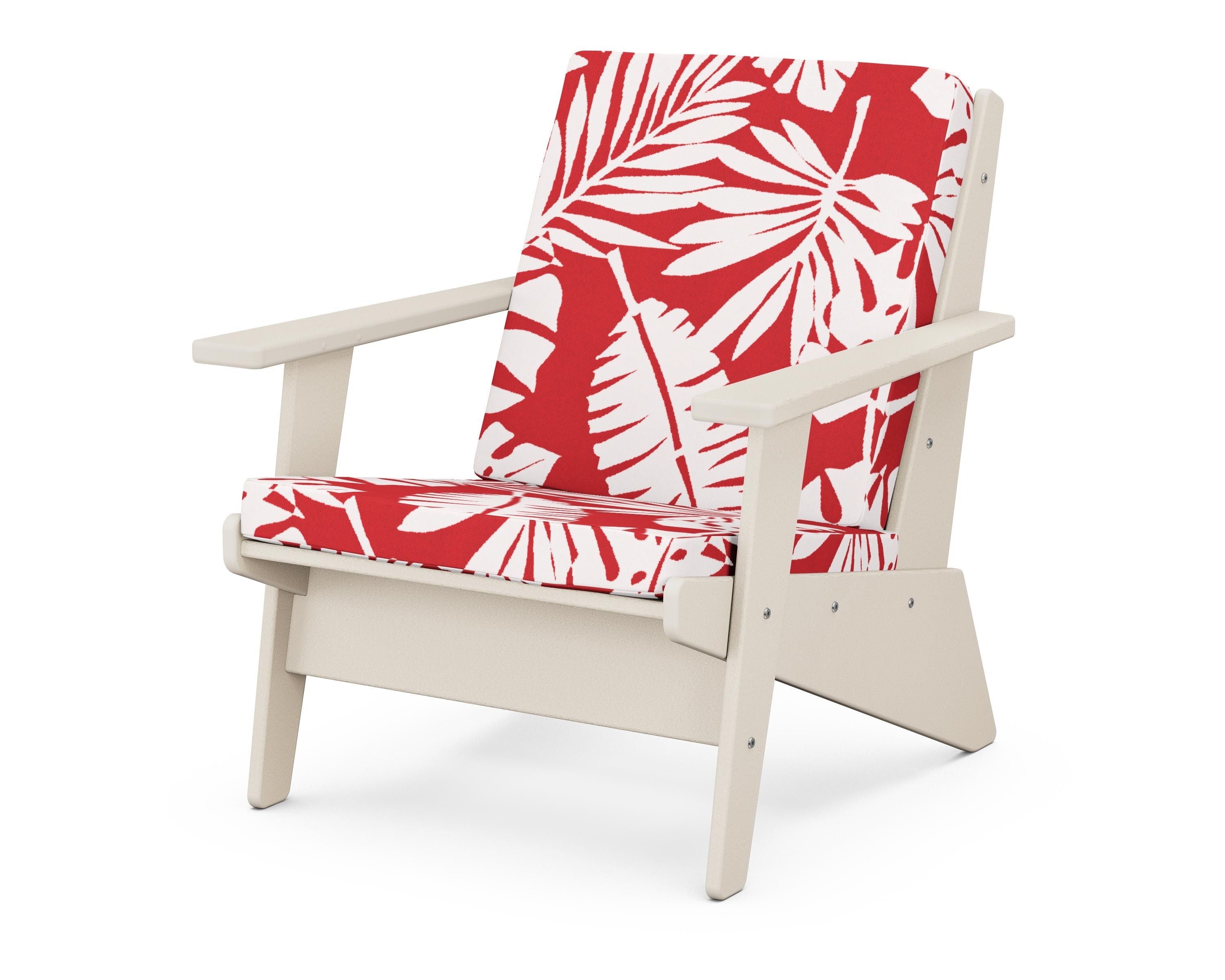 POLYWOOD® Riviera Modern Lounge Chair in Sand / Leaf Crimson