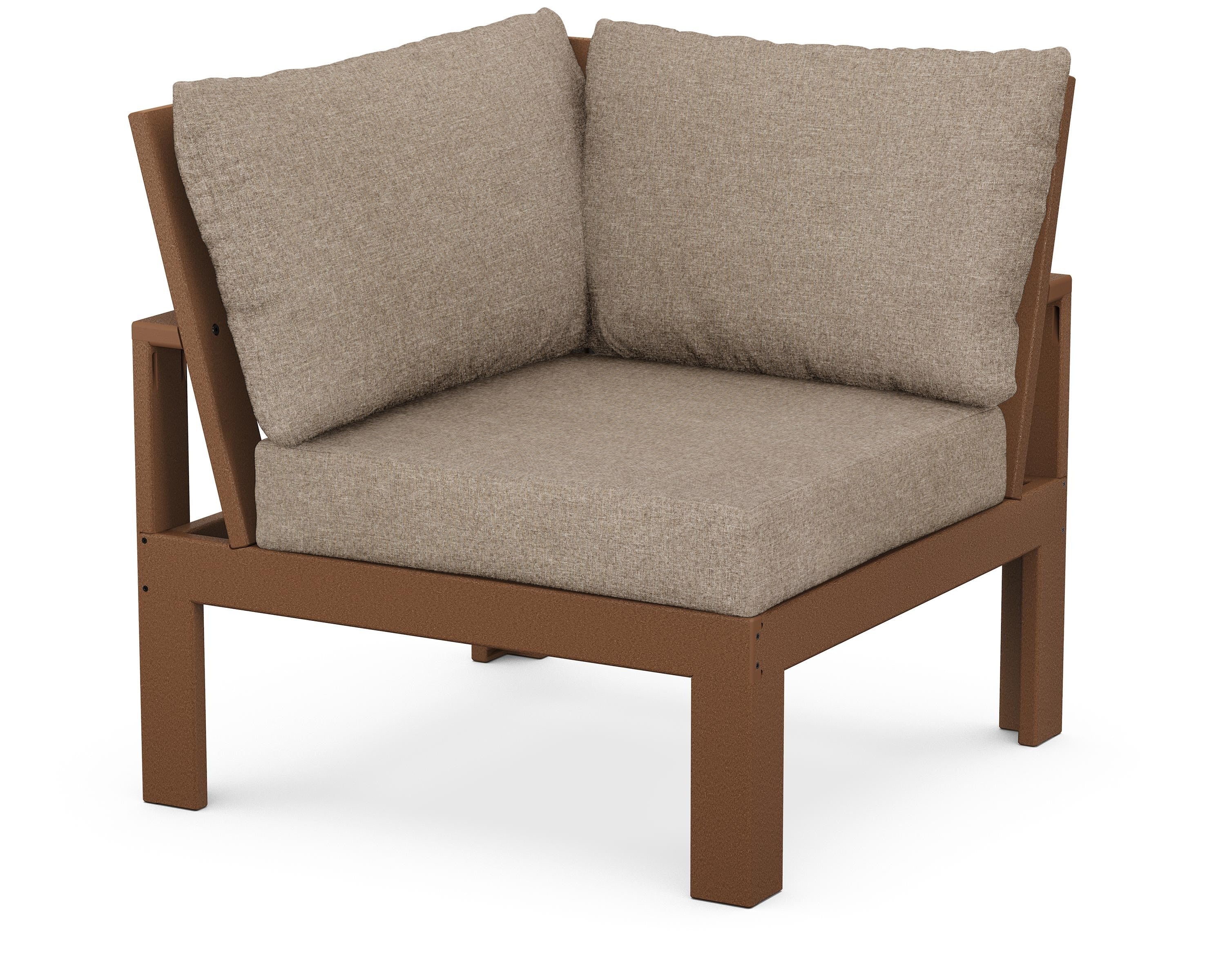 Unbranded Modular Corner Chair in Teak / Spiced Burlap