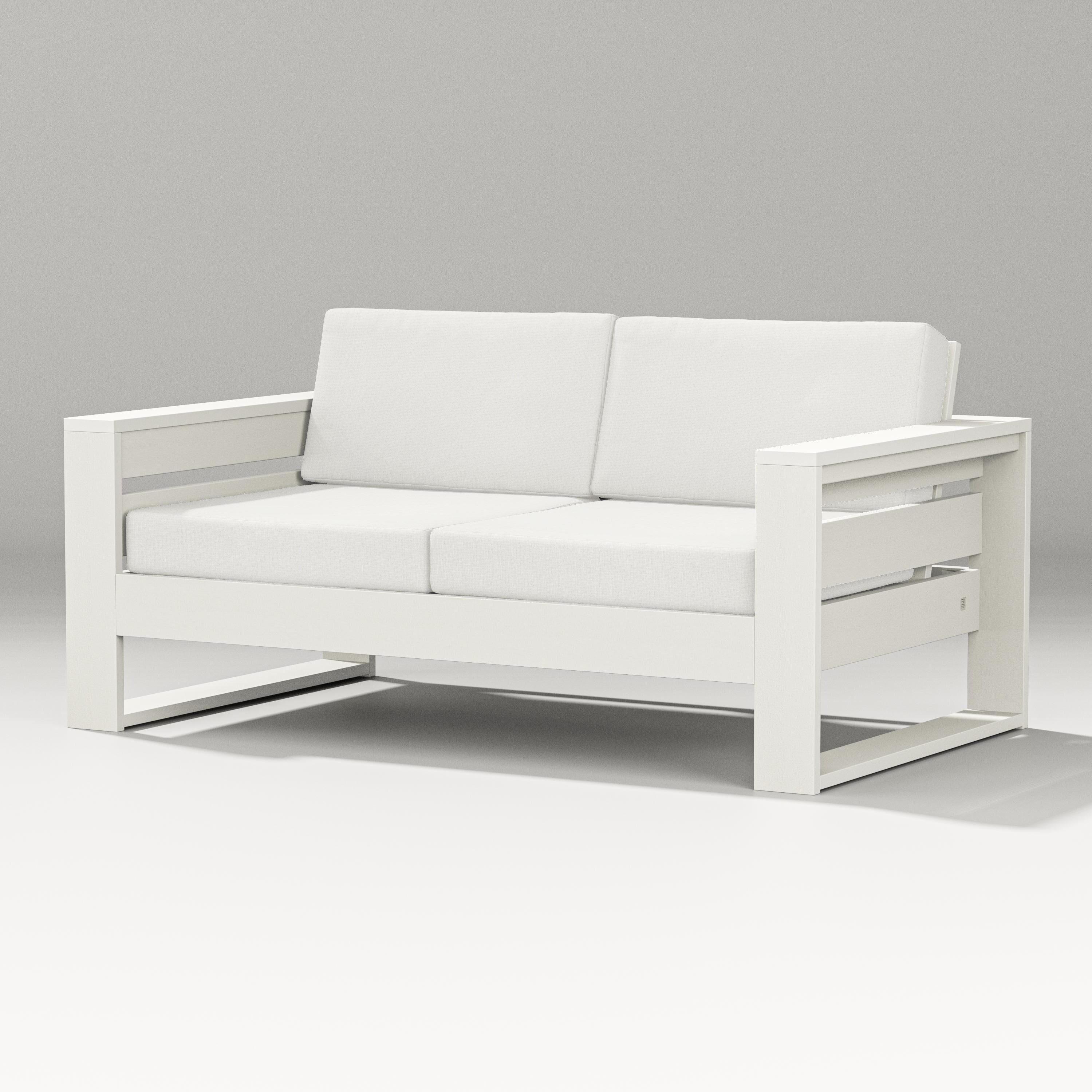 PW Designer Series Latitude Loveseat in Vintage White / Natural Linen