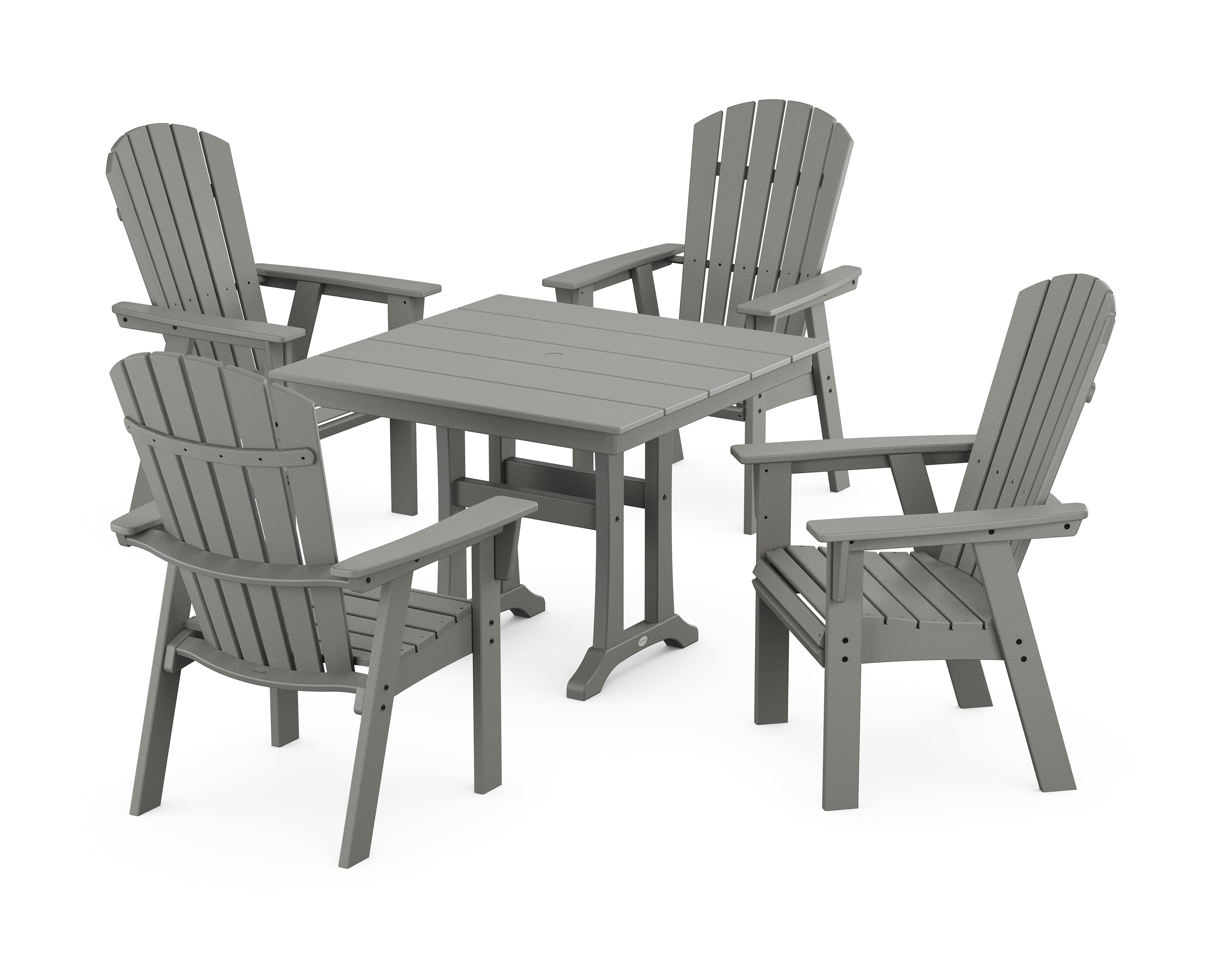 POLYWOOD® Nautical Adirondack 5-Piece Farmhouse Dining Set With Trestle Legs in Slate Grey