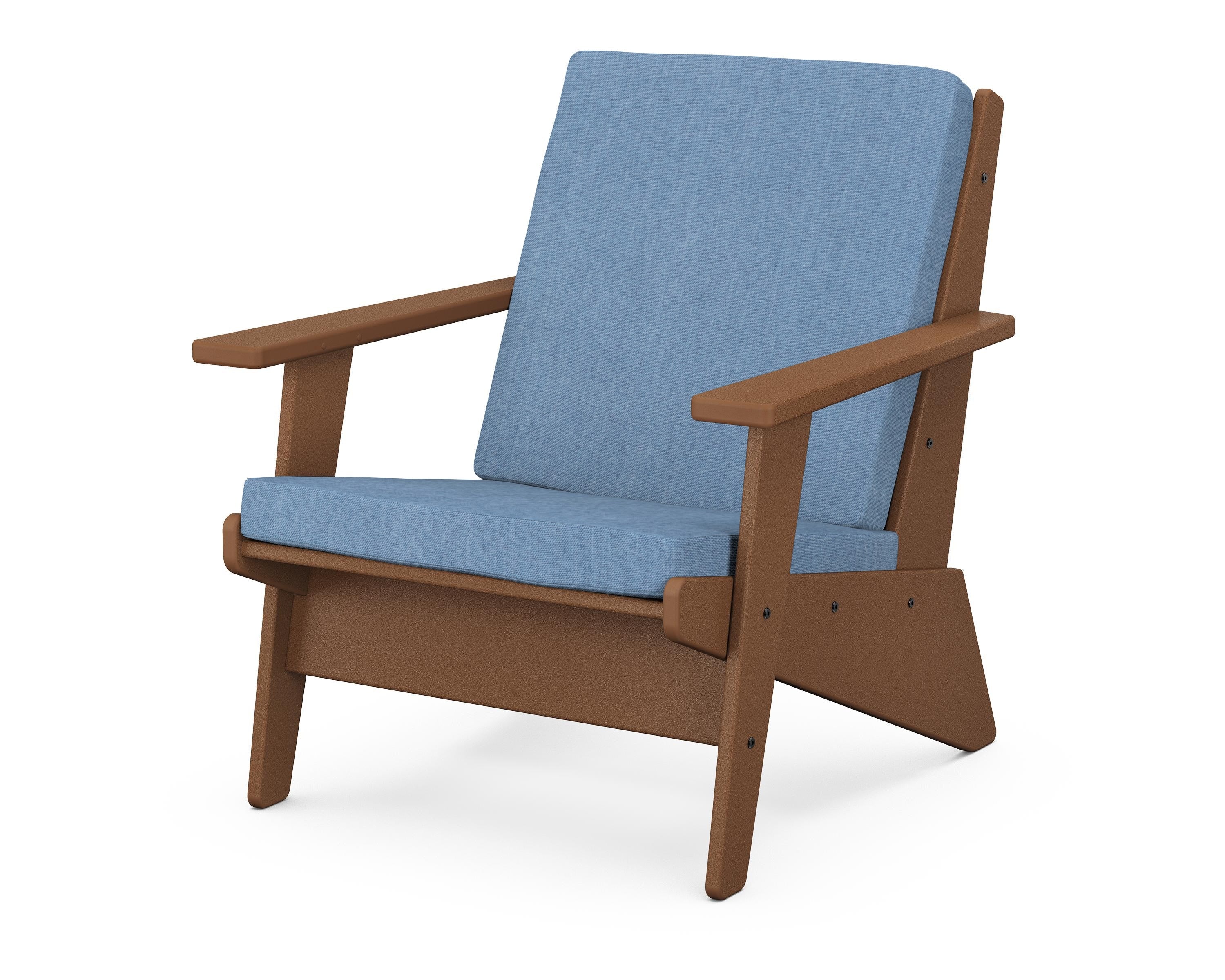 POLYWOOD® Riviera Modern Lounge Chair in Teak / Sky Blue