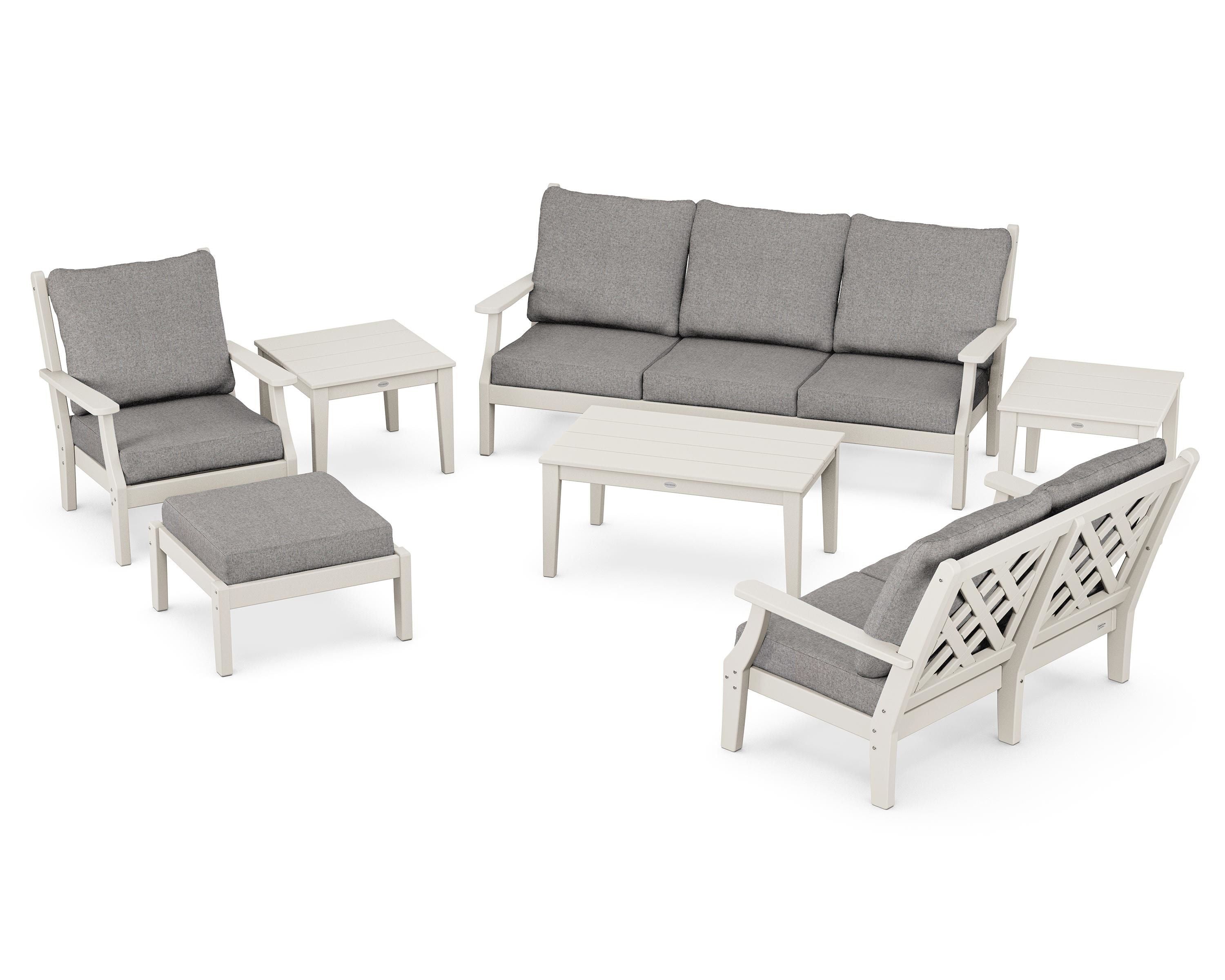 Country Living Wovendale 7-Piece Deep Seating Set in Sand / Grey Mist