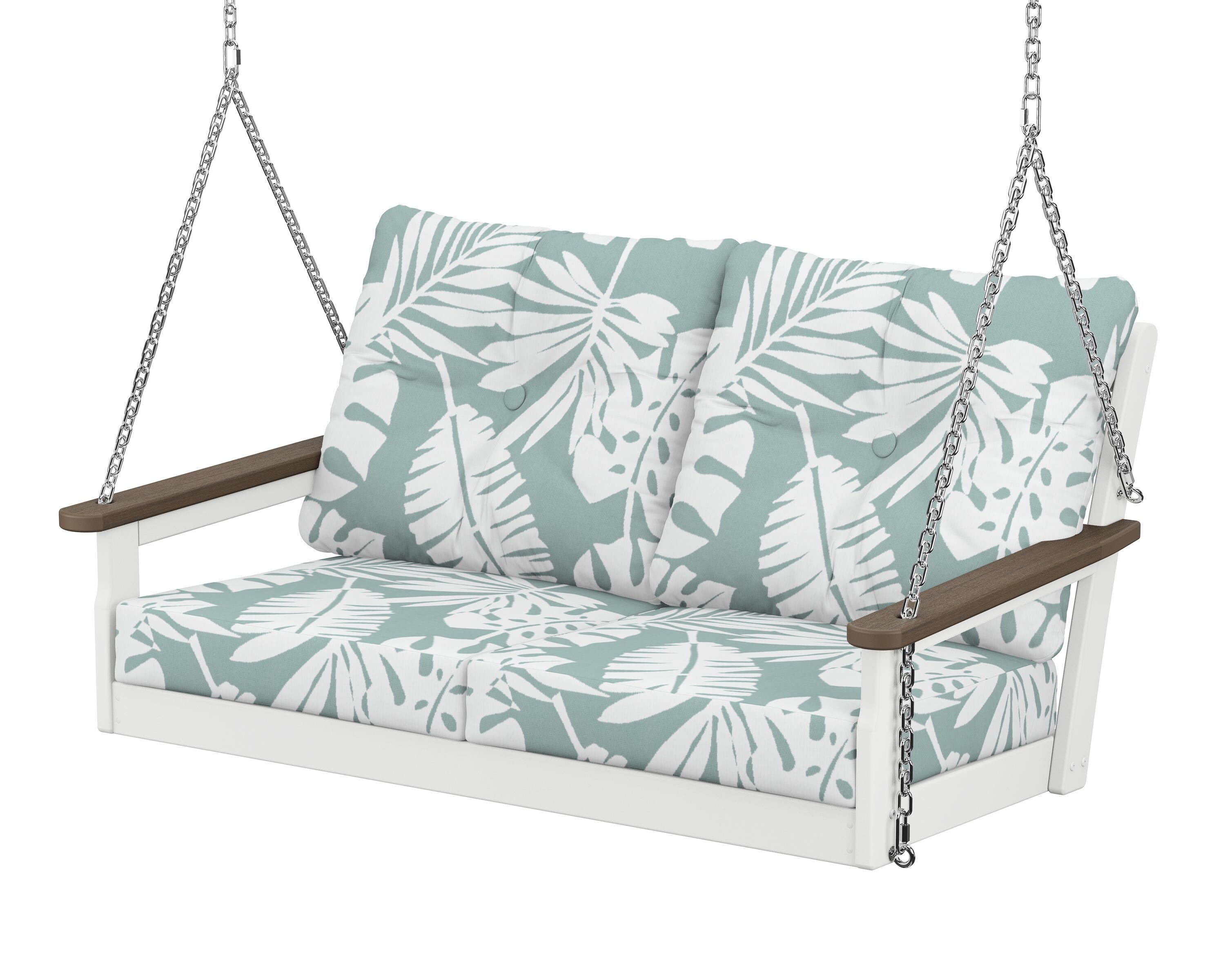 POLYWOOD® Vineyard Deep Seating Swing in White / Kona / Leaf Glacier Spa