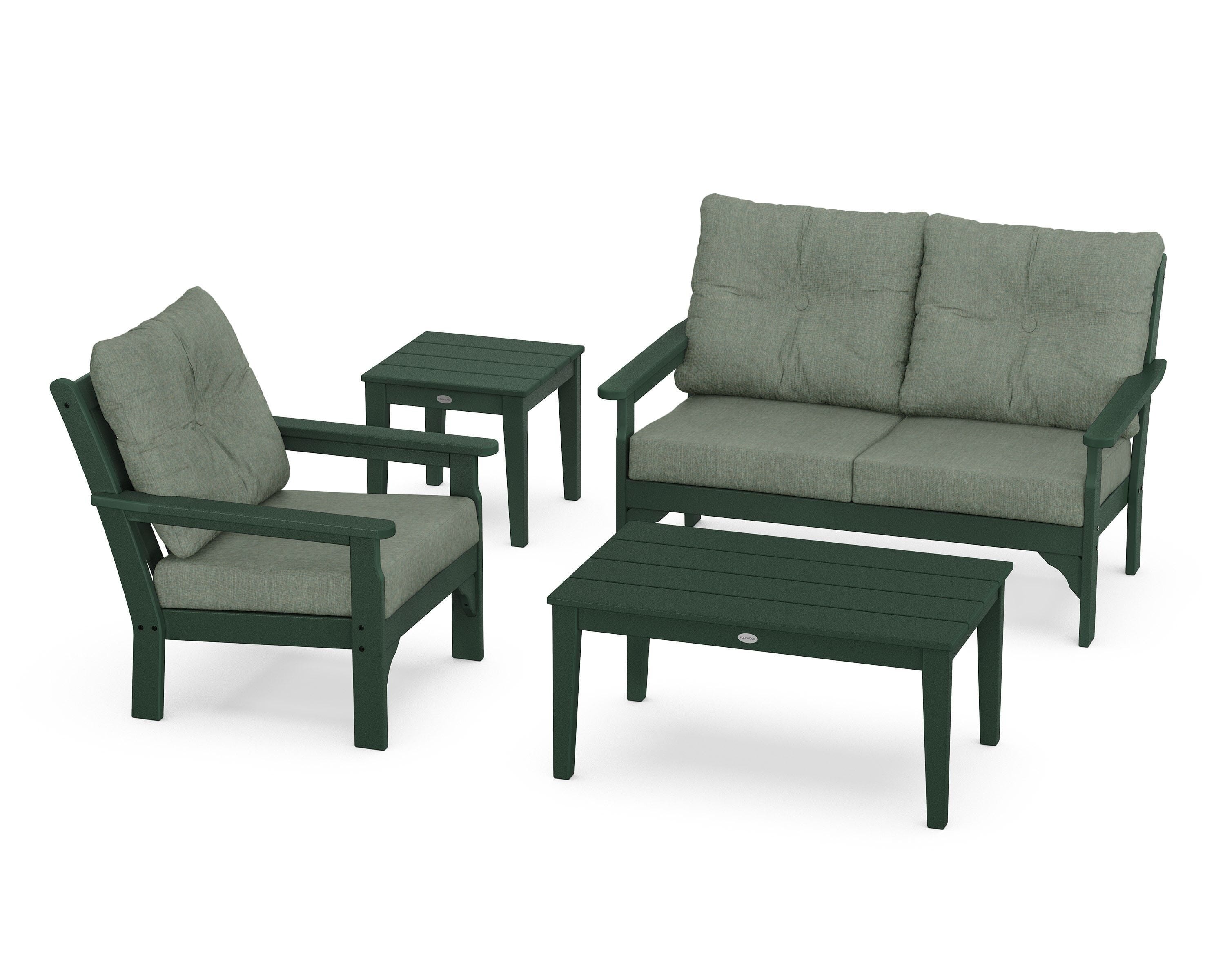 POLYWOOD® Vineyard 4-Piece Deep Seating Set in Green / Cast Sage