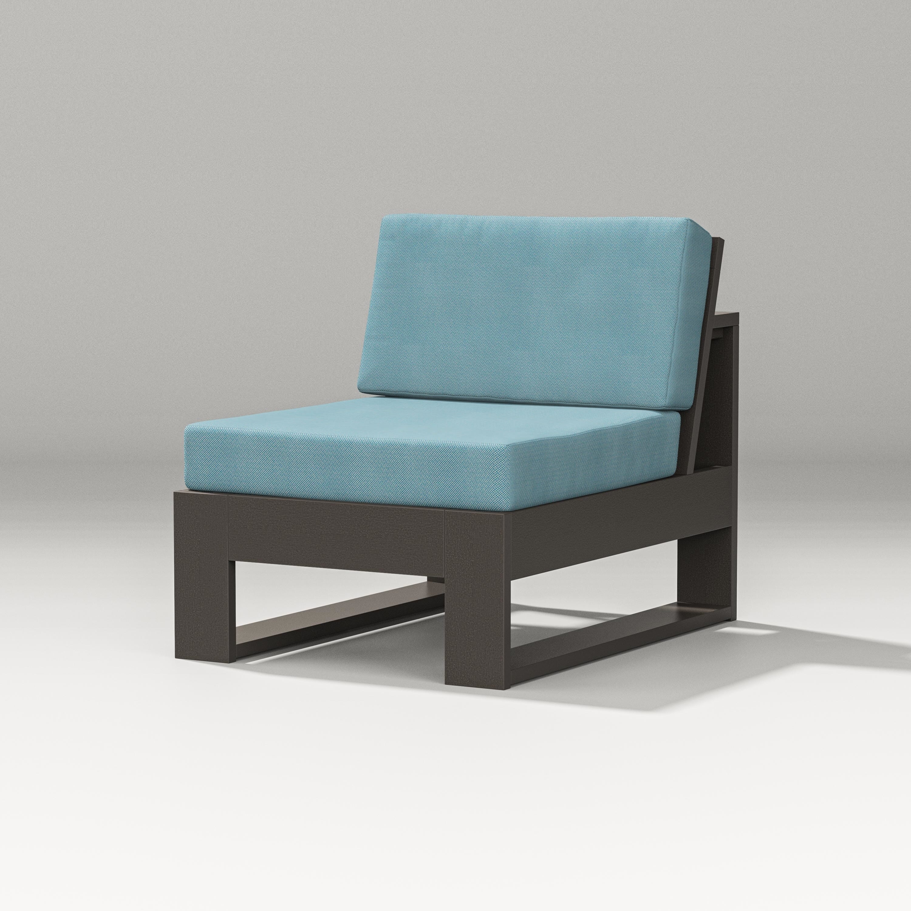 PW Designer Series Latitude Modular Armless Chair in Vintage Coffee / Lattice Sky Blue