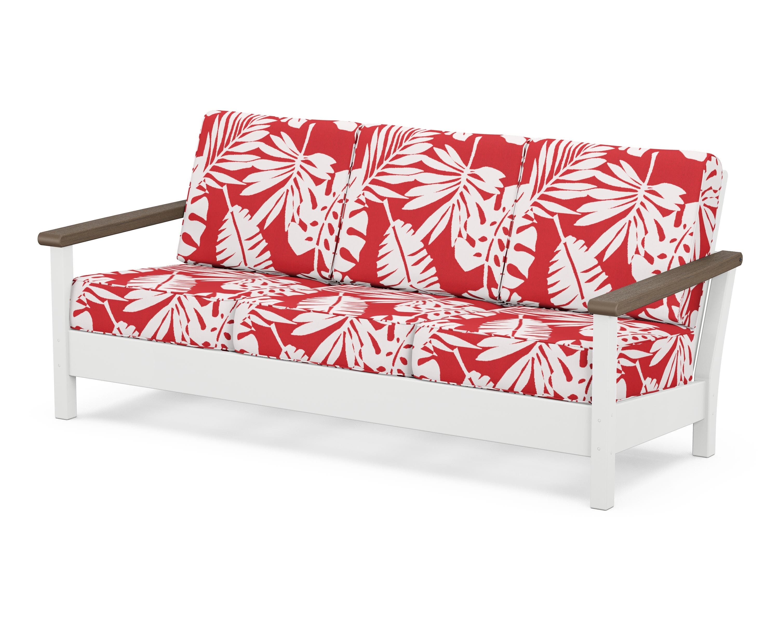 POLYWOOD® Harbour Deep Seating Sofa in White / Kona / Leaf Crimson