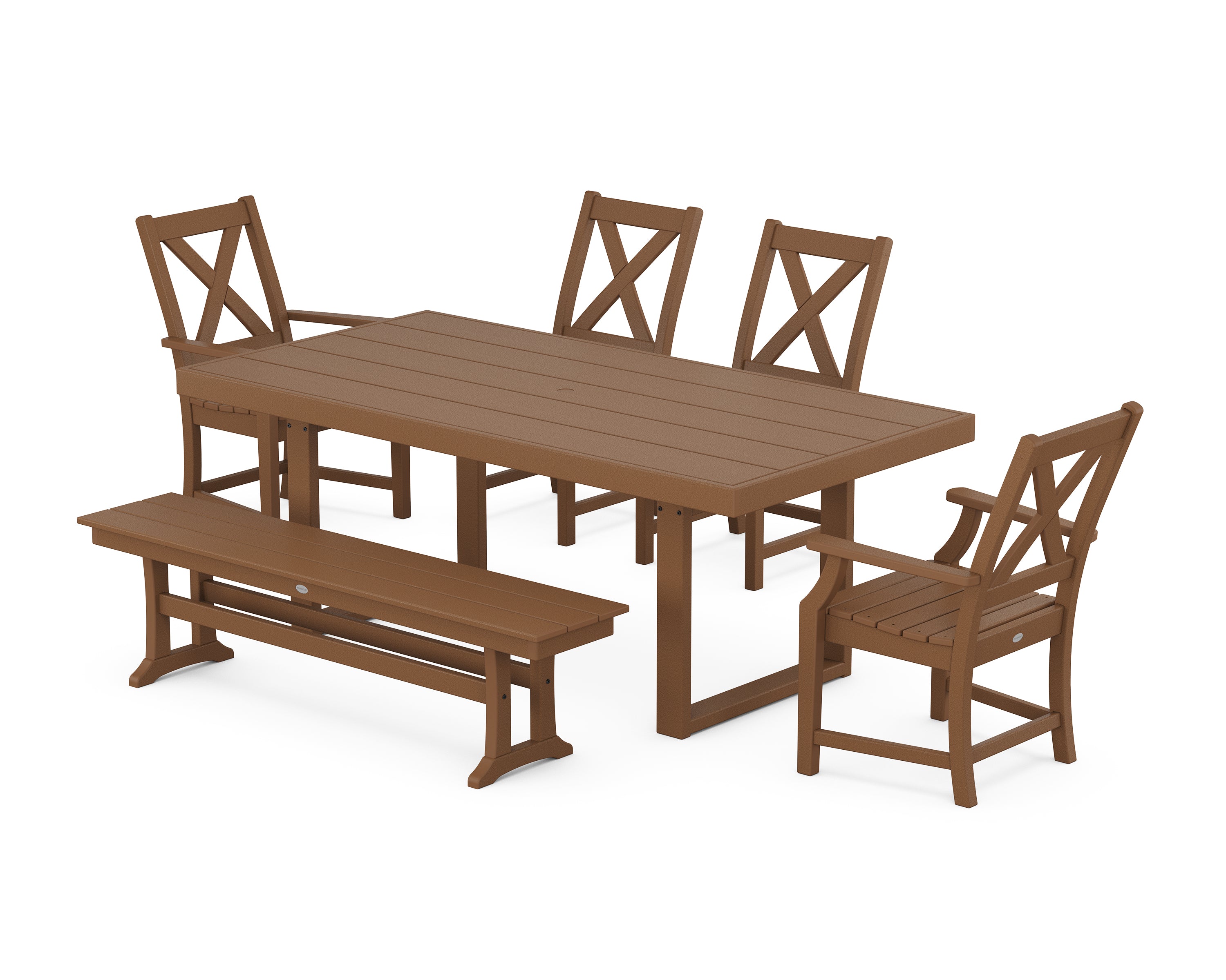 POLYWOOD® Braxton 6-Piece Dining Set with Bench in Teak
