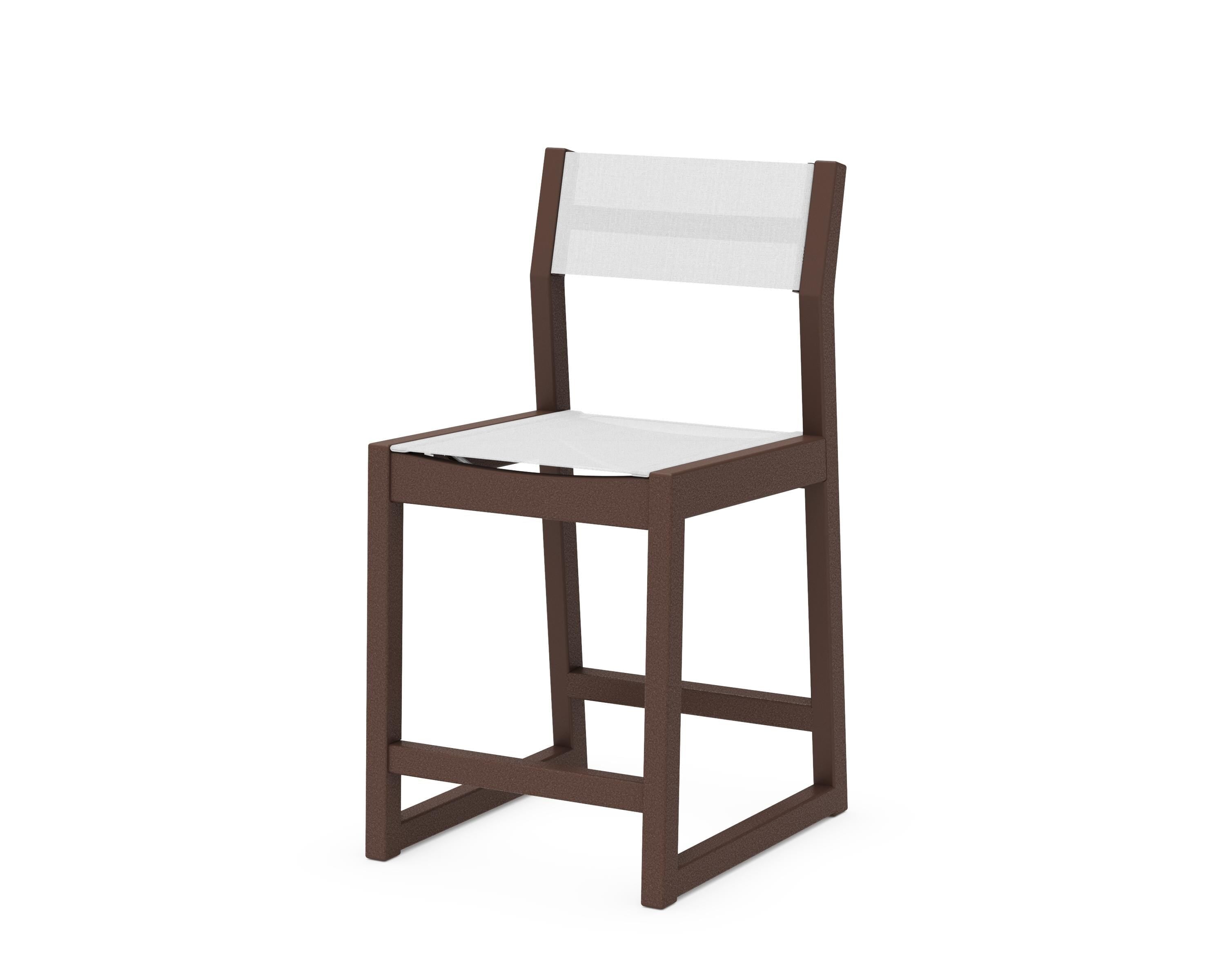 POLYWOOD® EDGE Sling Counter Side Chair in Mahogany / White Sling