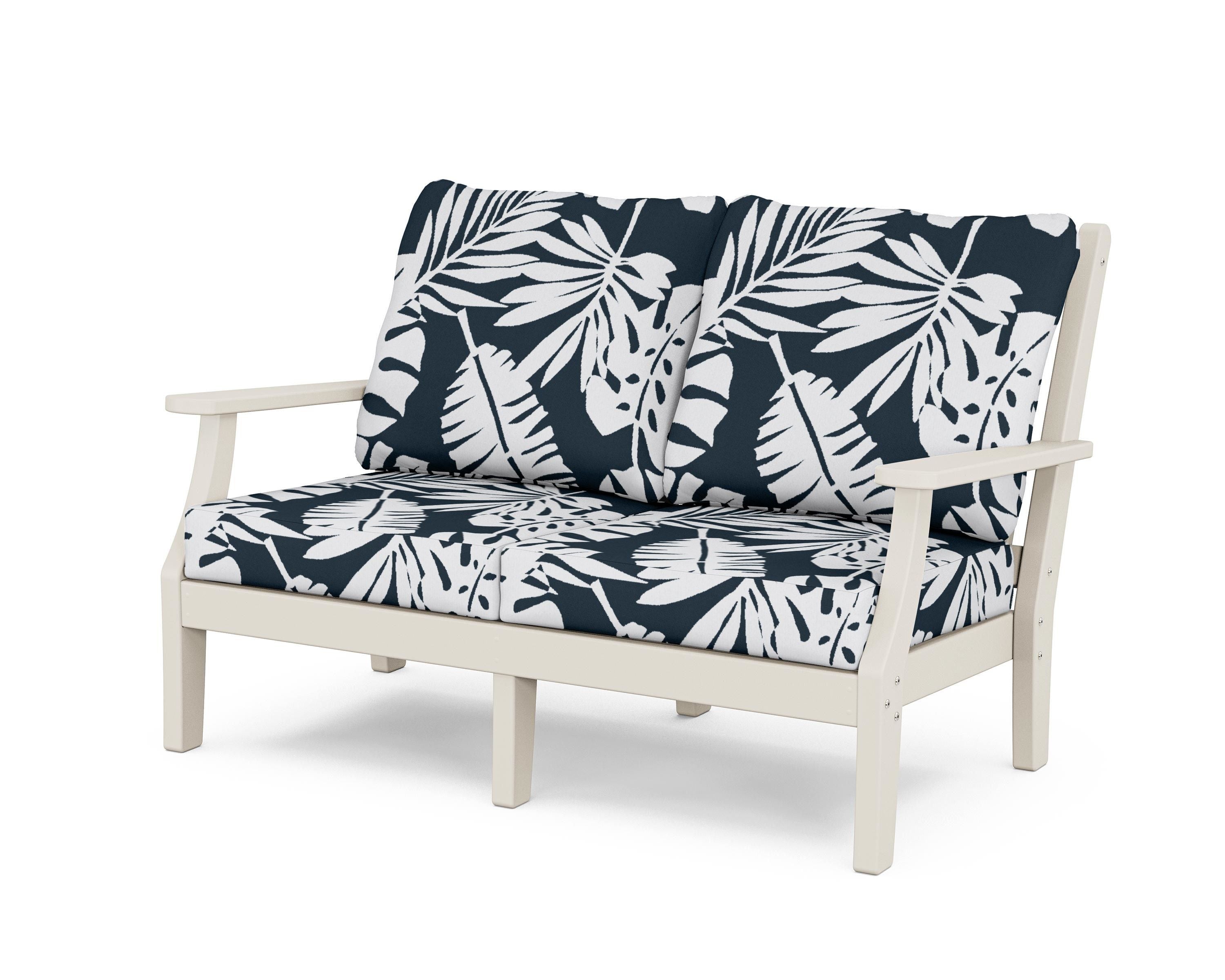 Country Living Wovendale Deep Seating Loveseat in Sand / Leaf Marine Indigo
