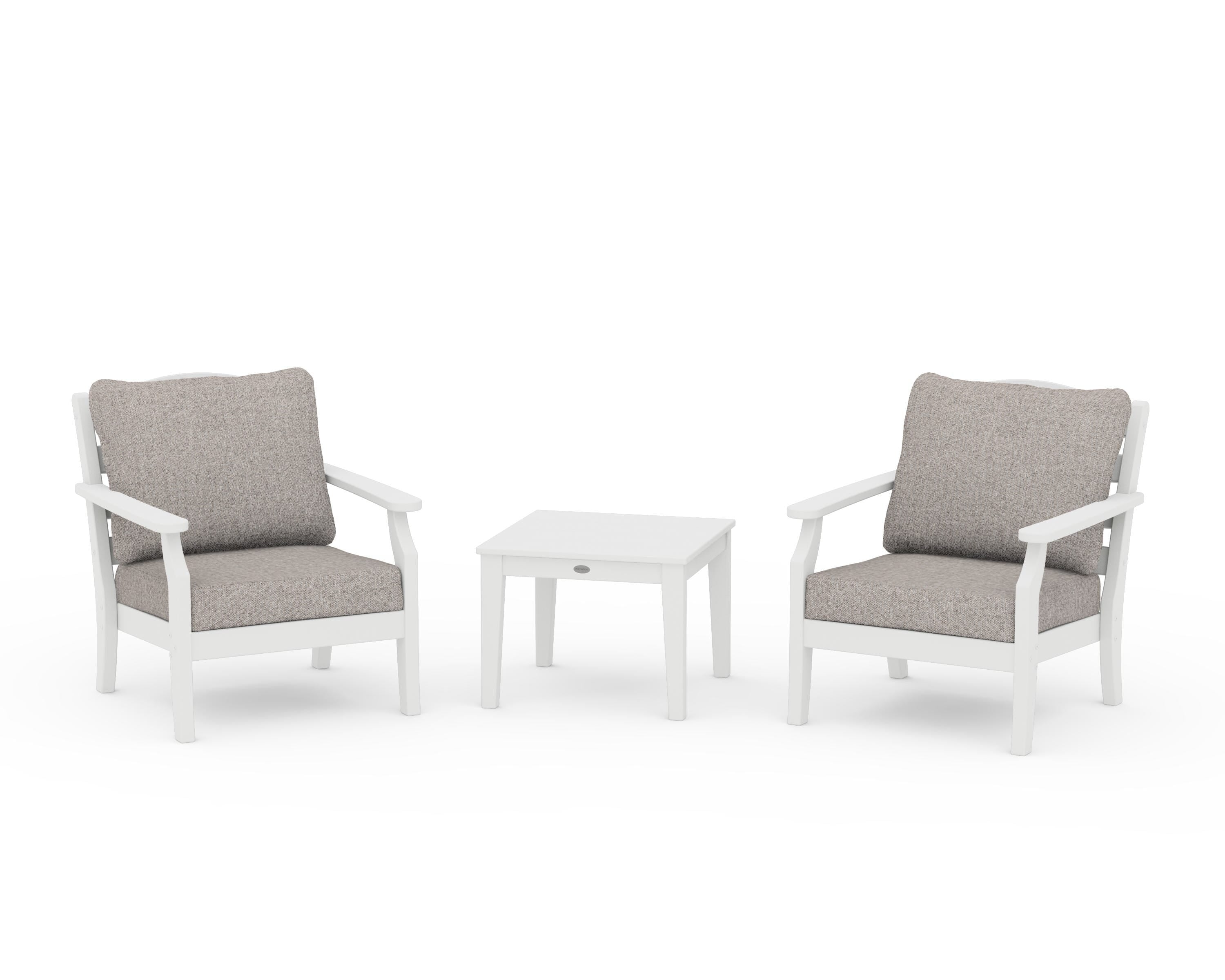 Draper James™ by POLYWOOD® Savannah 3-Piece Deep Seating Set in White / Weathered Tweed