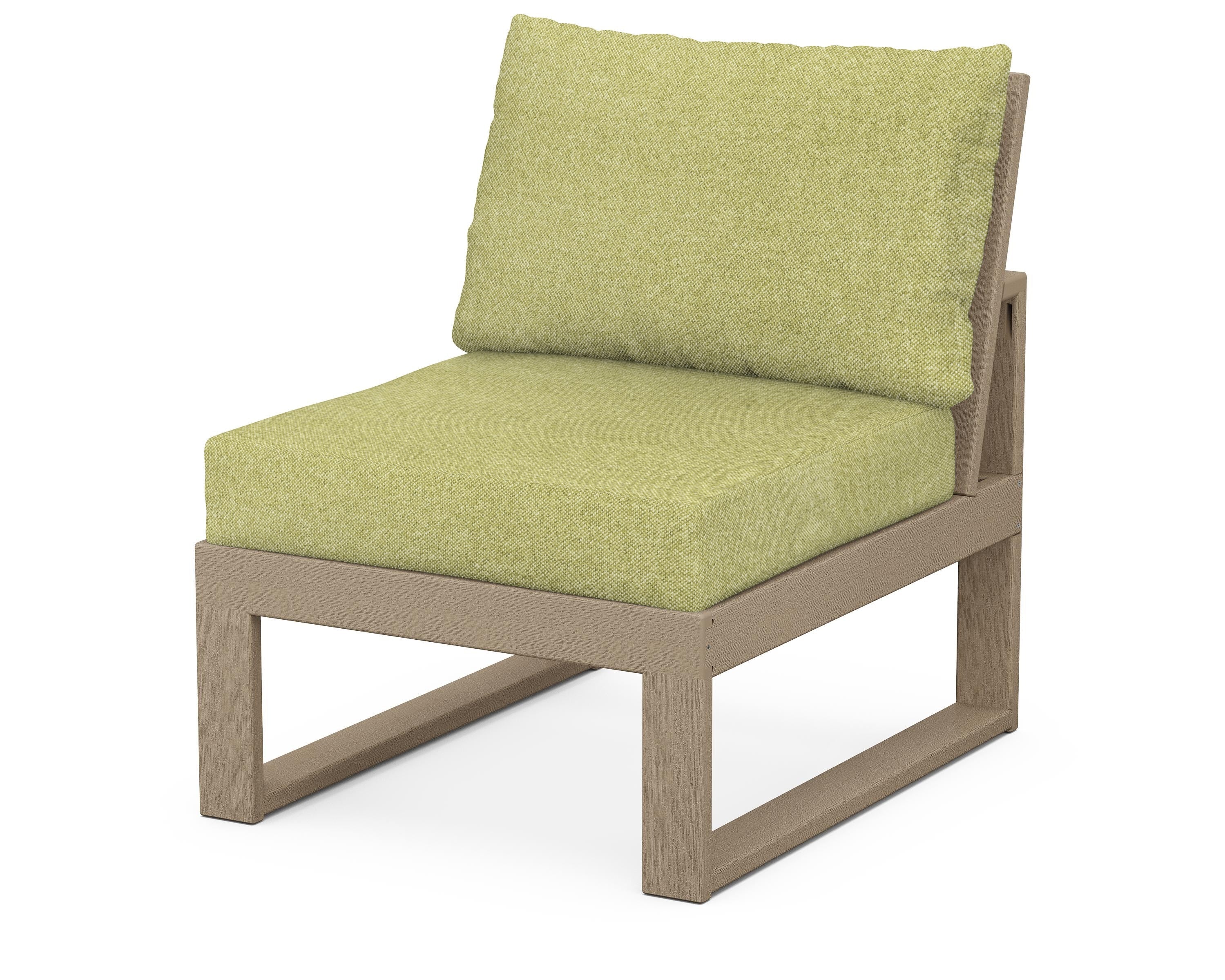 Unbranded Modular Armless Chair in Vintage Sahara / Chartreuse Boucle