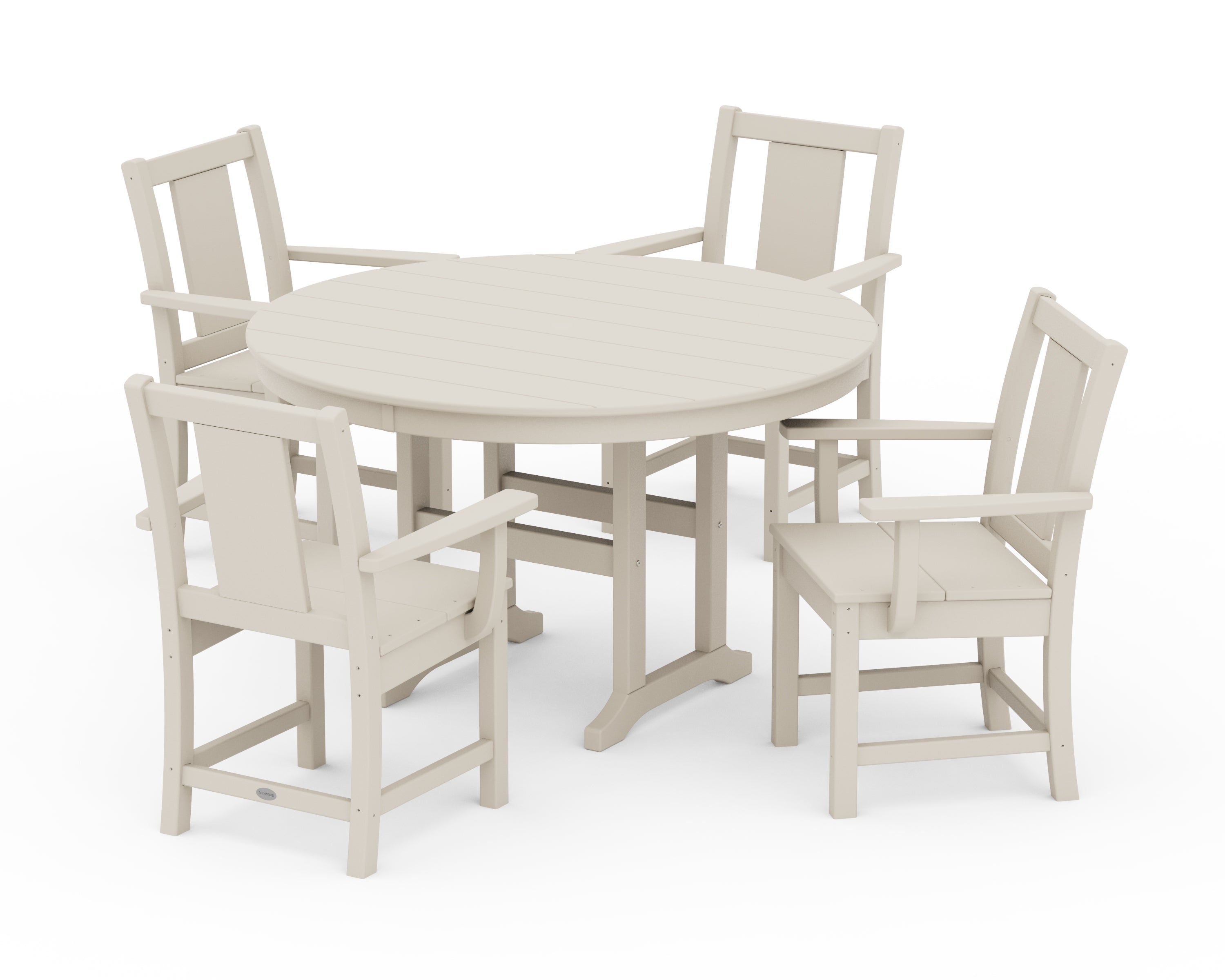 POLYWOOD® Prairie 5-Piece Round Farmhouse Dining Set in Sand