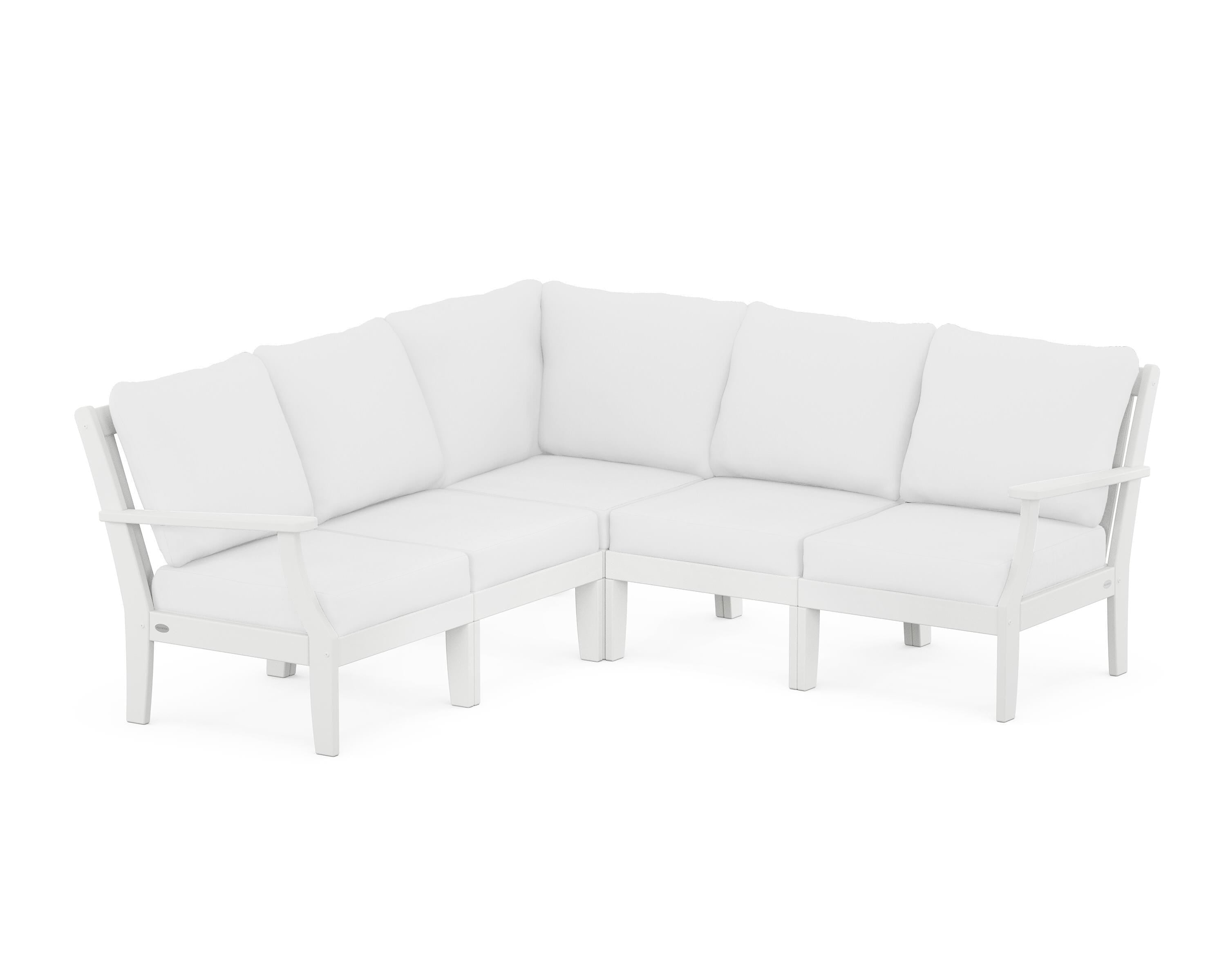POLYWOOD® Braxton Modular 5-Piece Deep Seating Set in White / Natural