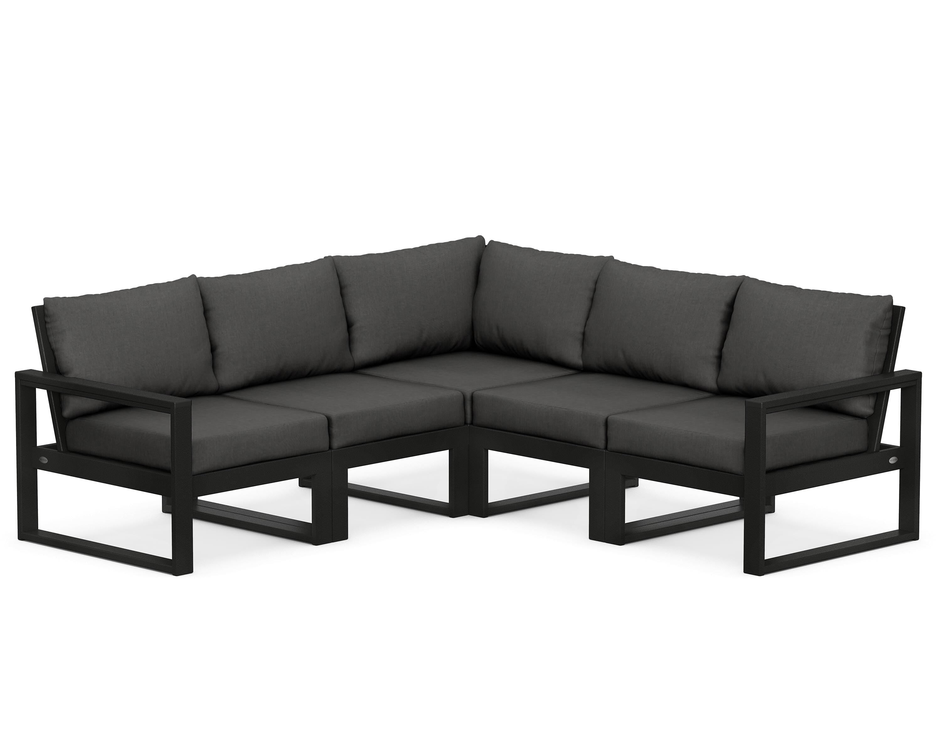 POLYWOOD® EDGE 5-Piece Modular Deep Seating Set in Black / Spectrum Carbon
