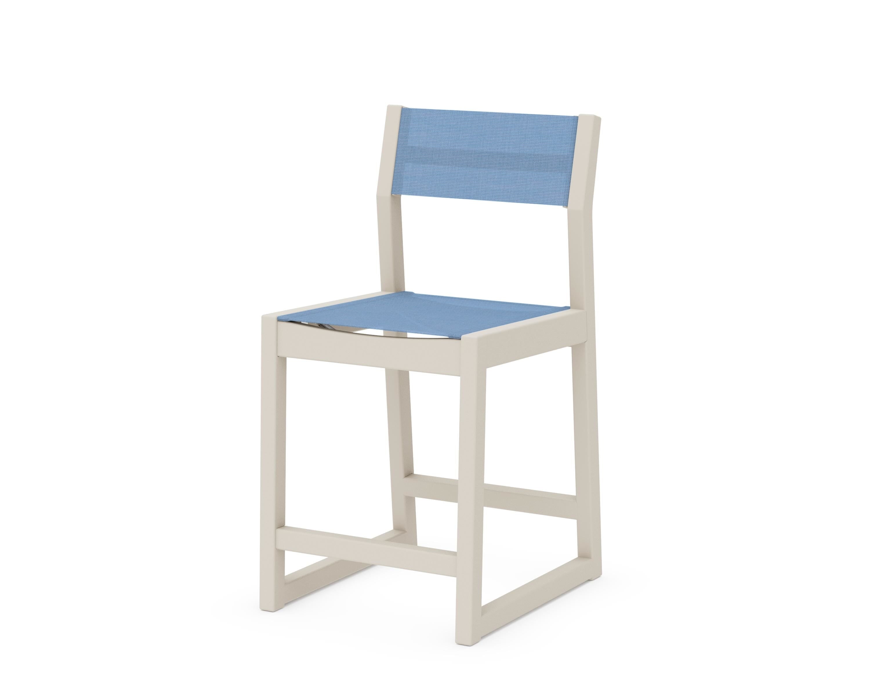 POLYWOOD® EDGE Sling Counter Side Chair in Sand / Poolside Sling