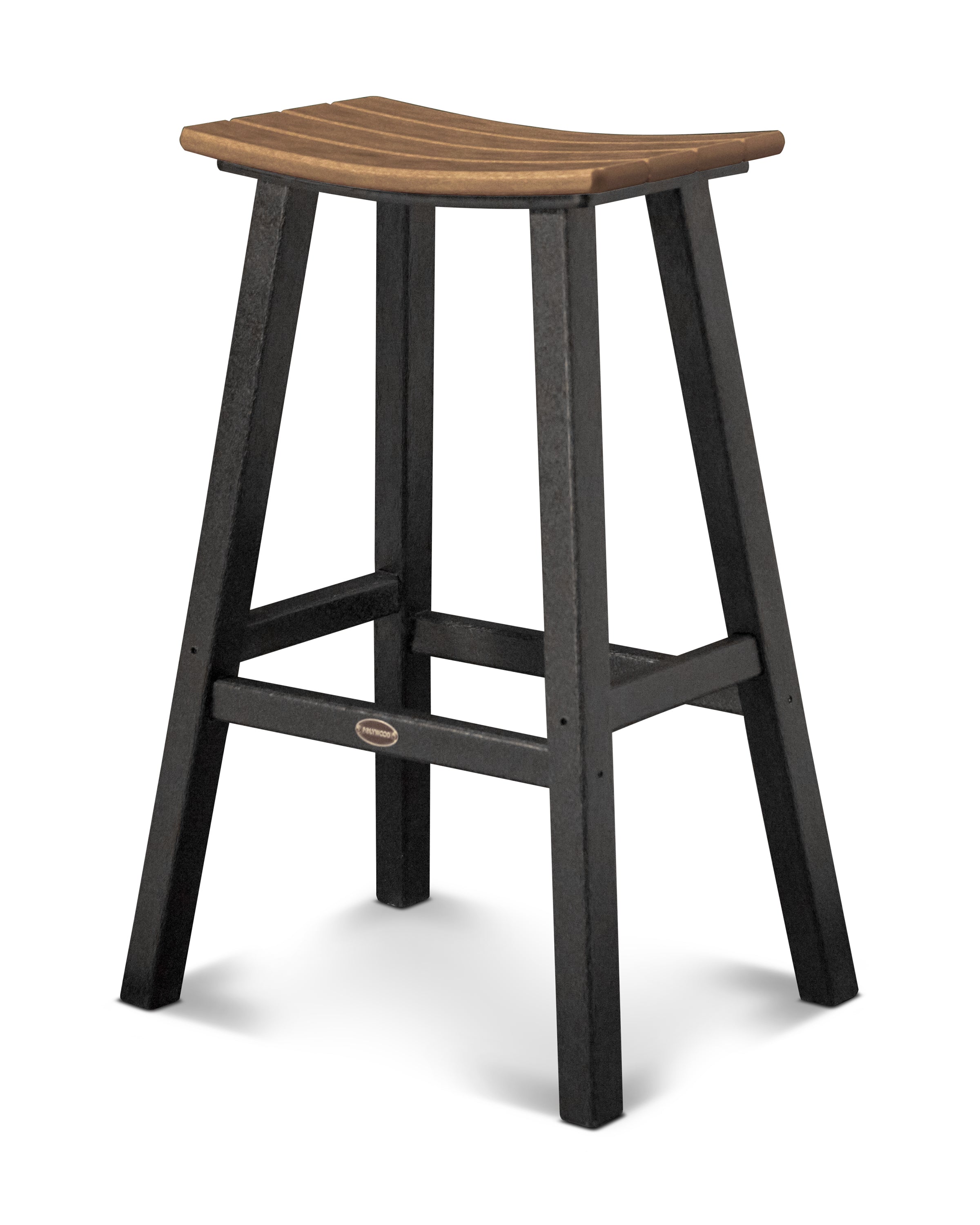POLYWOOD® Contempo 30" Saddle Bar Stool in Black / Teak