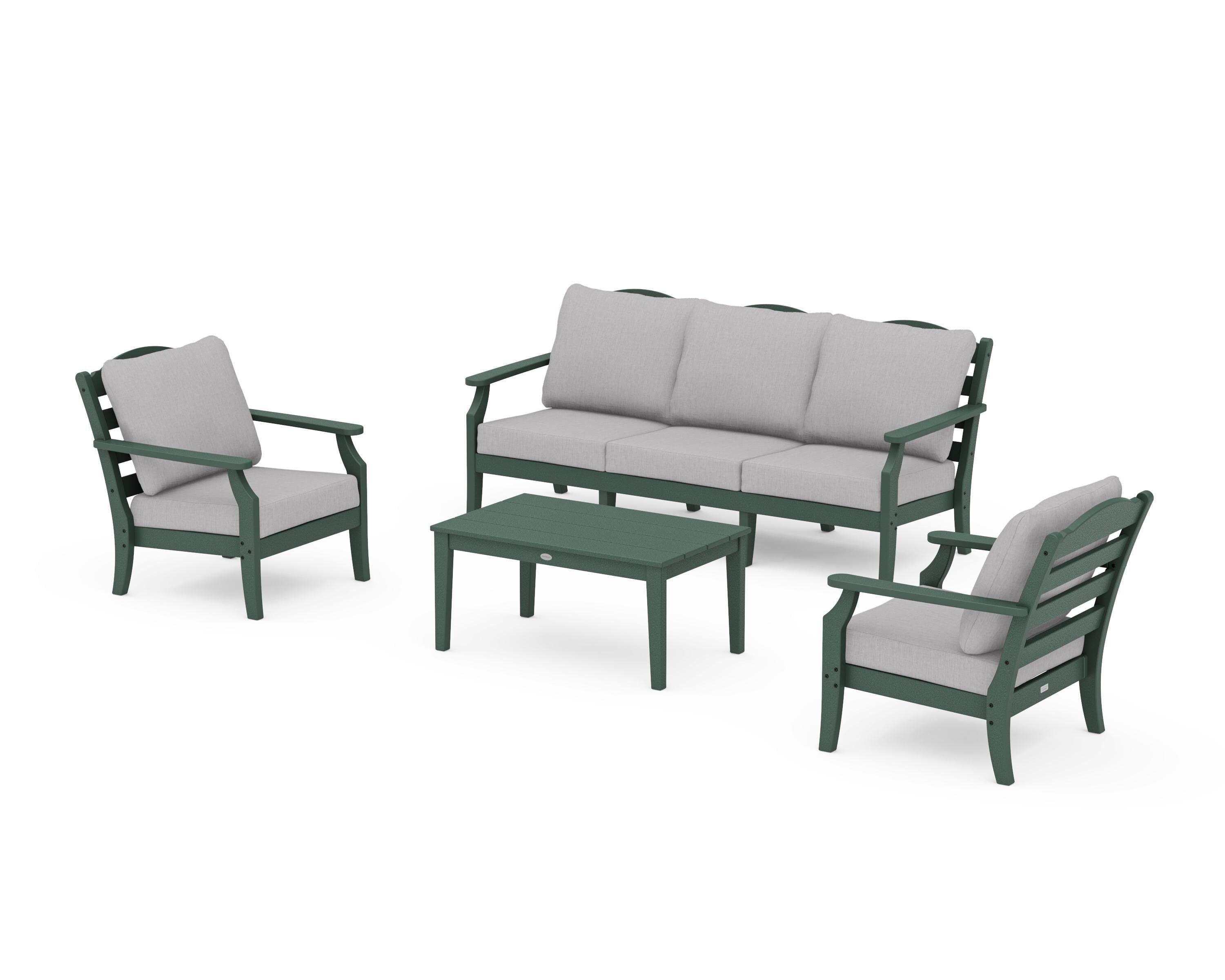 Draper James™ by POLYWOOD® Savannah 4-Piece Deep Seating Set with Sofa in Green / Granite