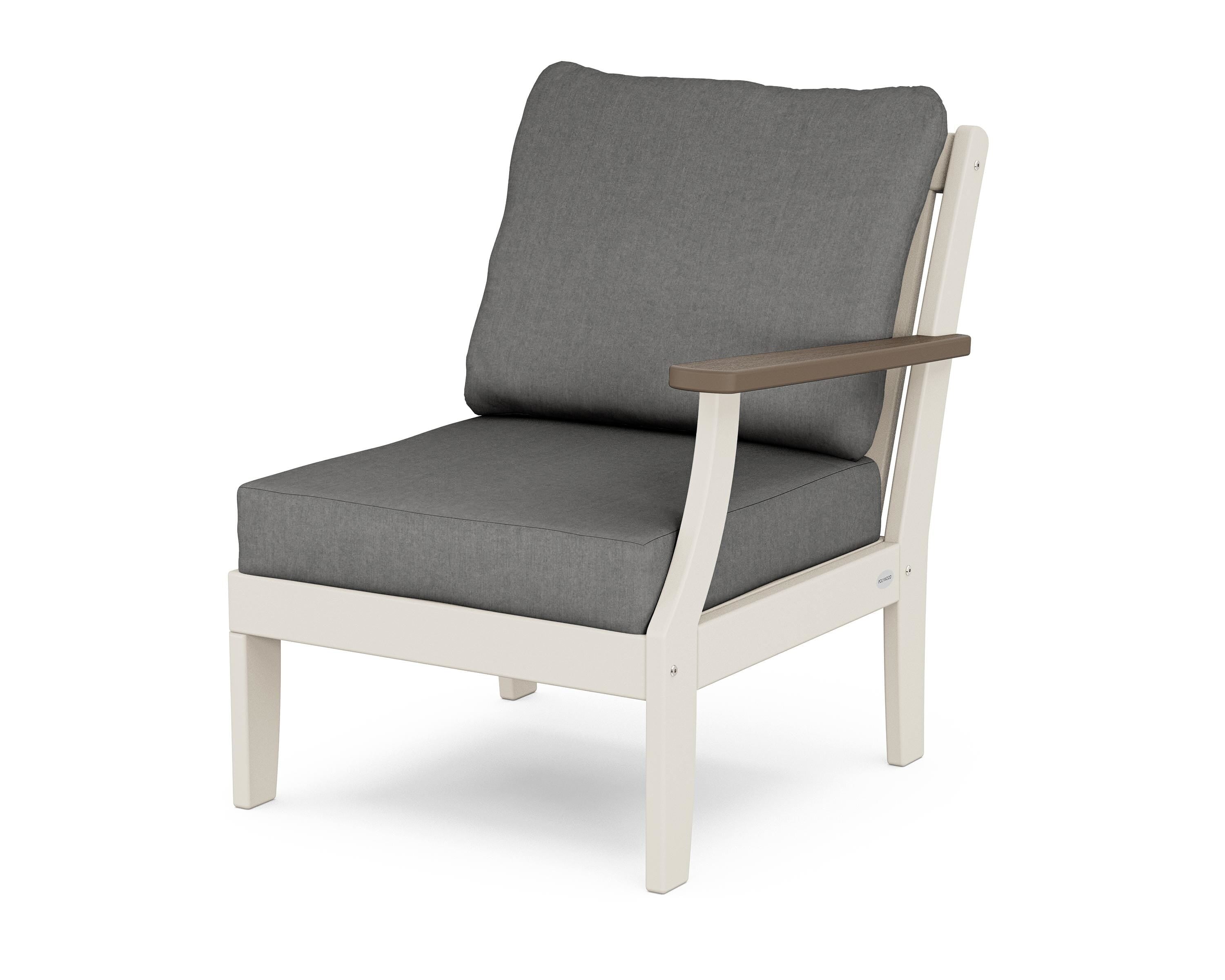 POLYWOOD® Braxton Modular Right Arm Chair in Sand / Kona / Spectrum Carbon