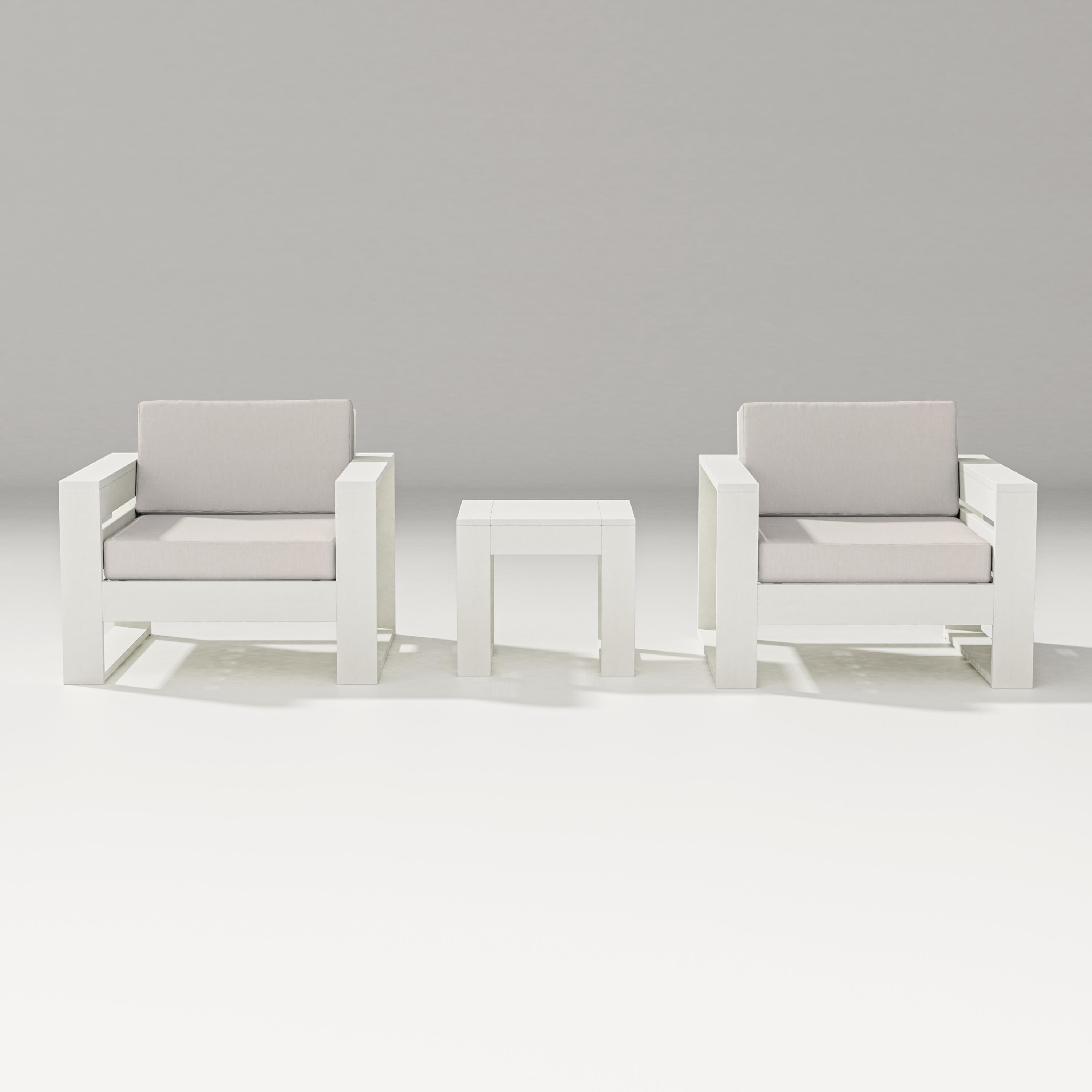 PW Designer Series Latitude 3-Piece Lounge Chair Set in Vintage White / Cast Ash