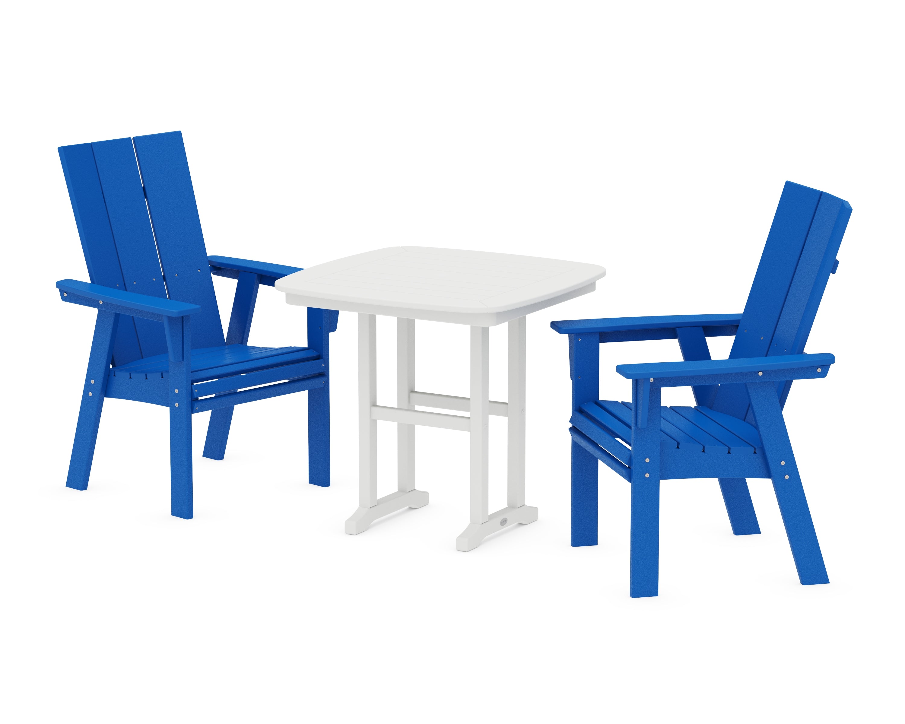 POLYWOOD® Modern Adirondack 3-Piece Dining Set in Pacific Blue / White