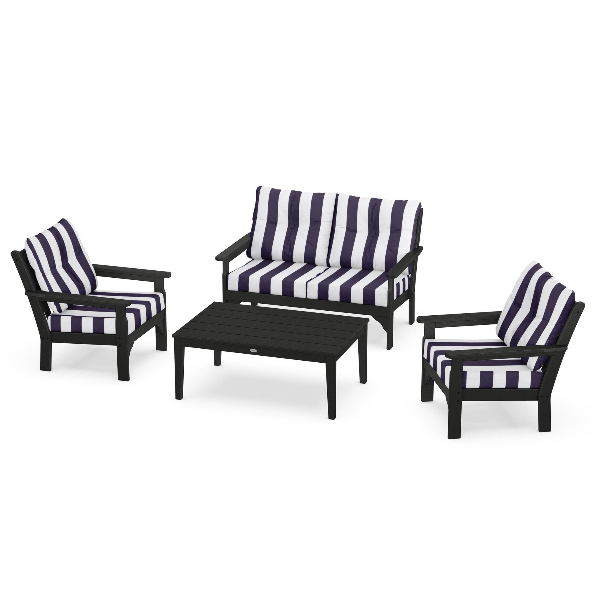 Vineyard 4 Piece Deep Seating Set - Black