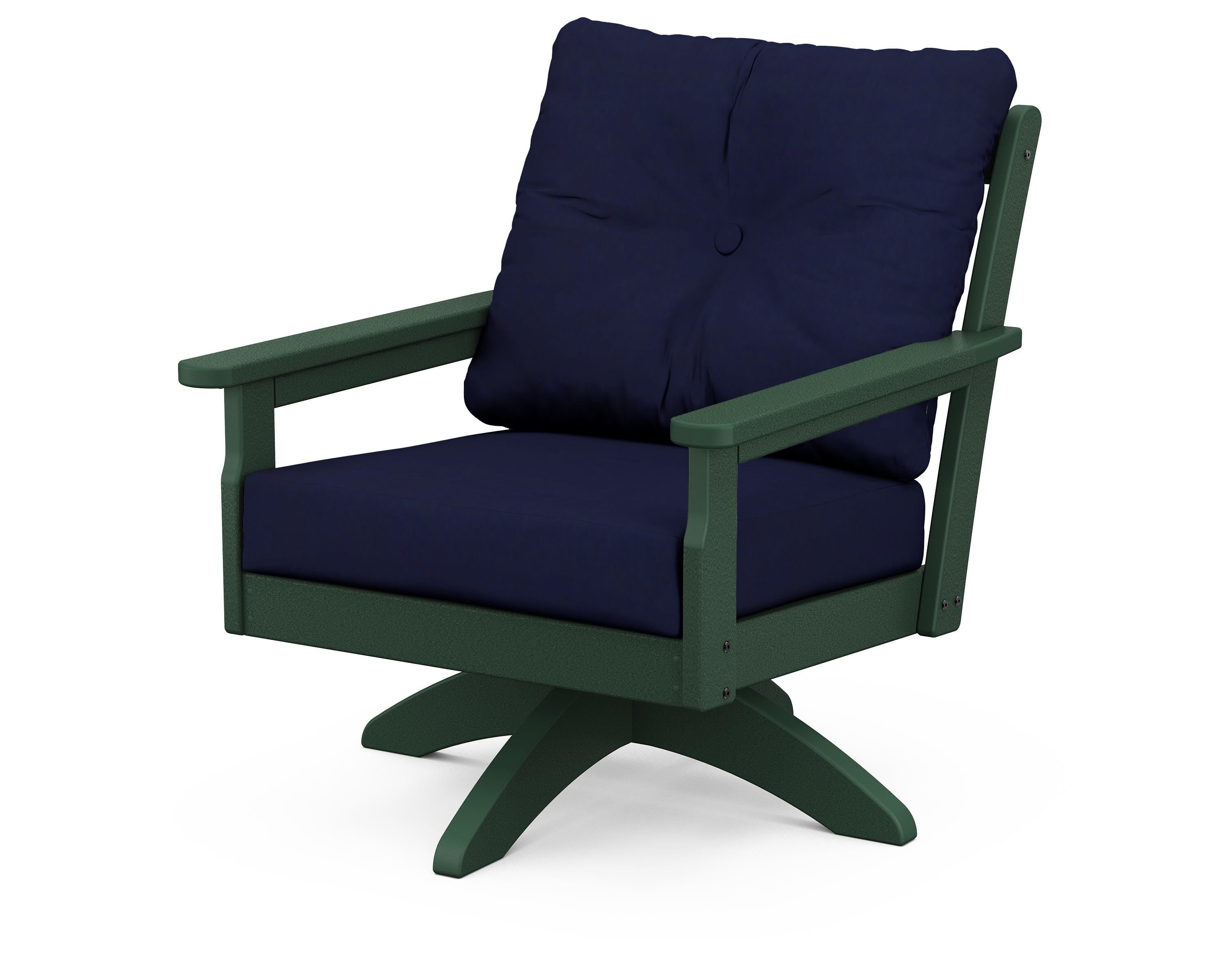 POLYWOOD® Vineyard Deep Seating Swivel Chair in Green / Navy