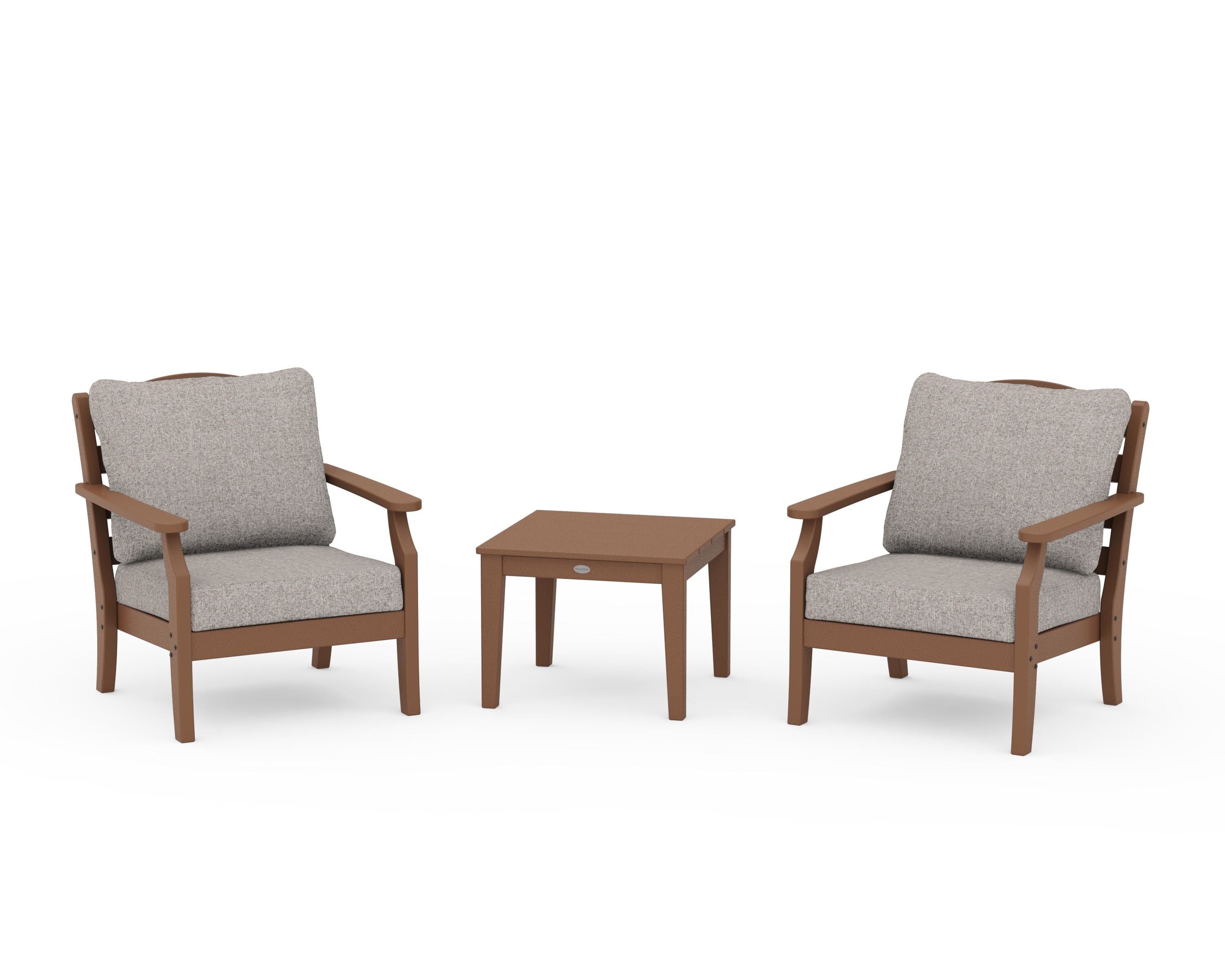 Draper James™ by POLYWOOD® Savannah 3-Piece Deep Seating Set in Teak / Weathered Tweed