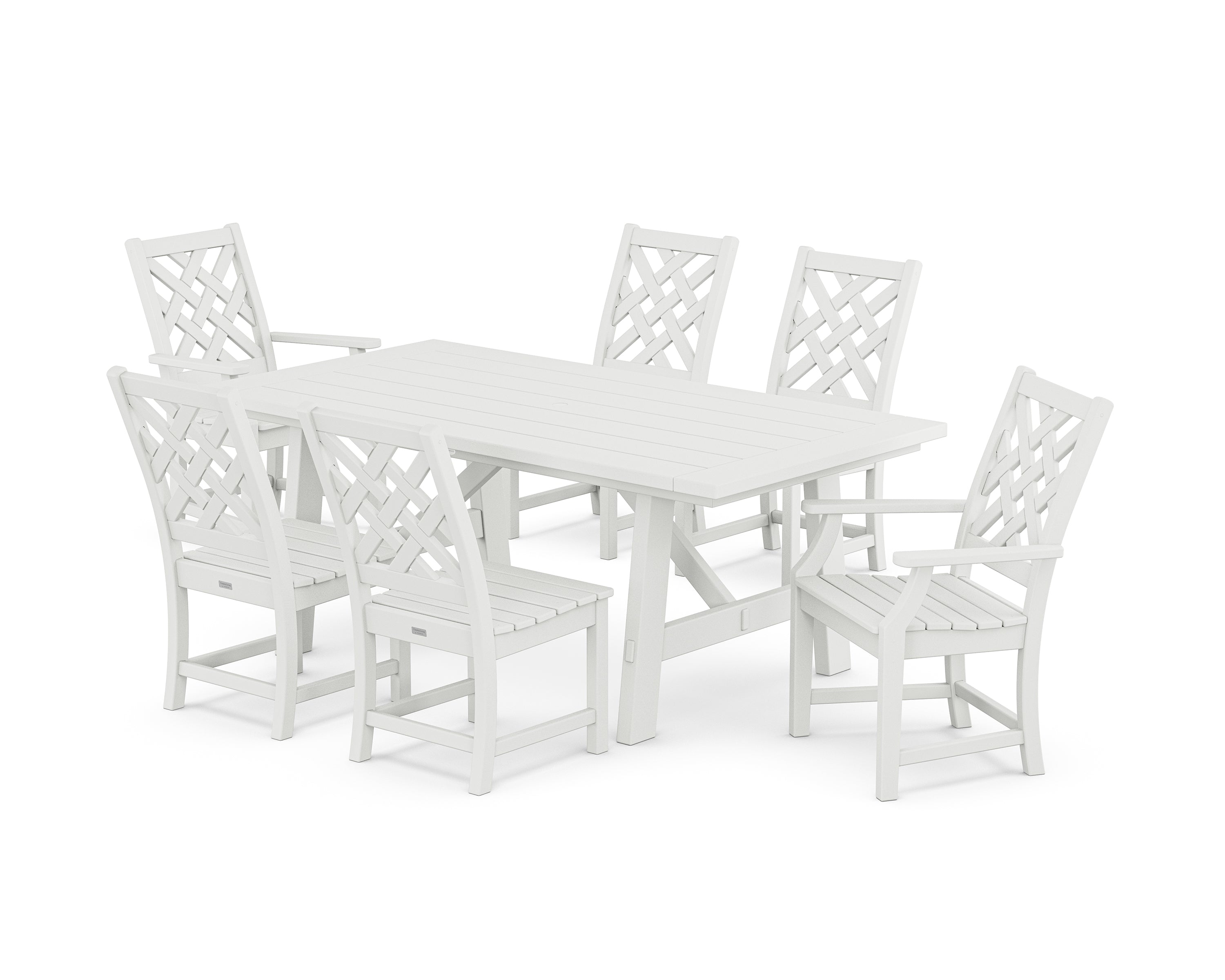 POLYWOOD® Wovendale 7-Piece Rustic Farmhouse Dining Set in White