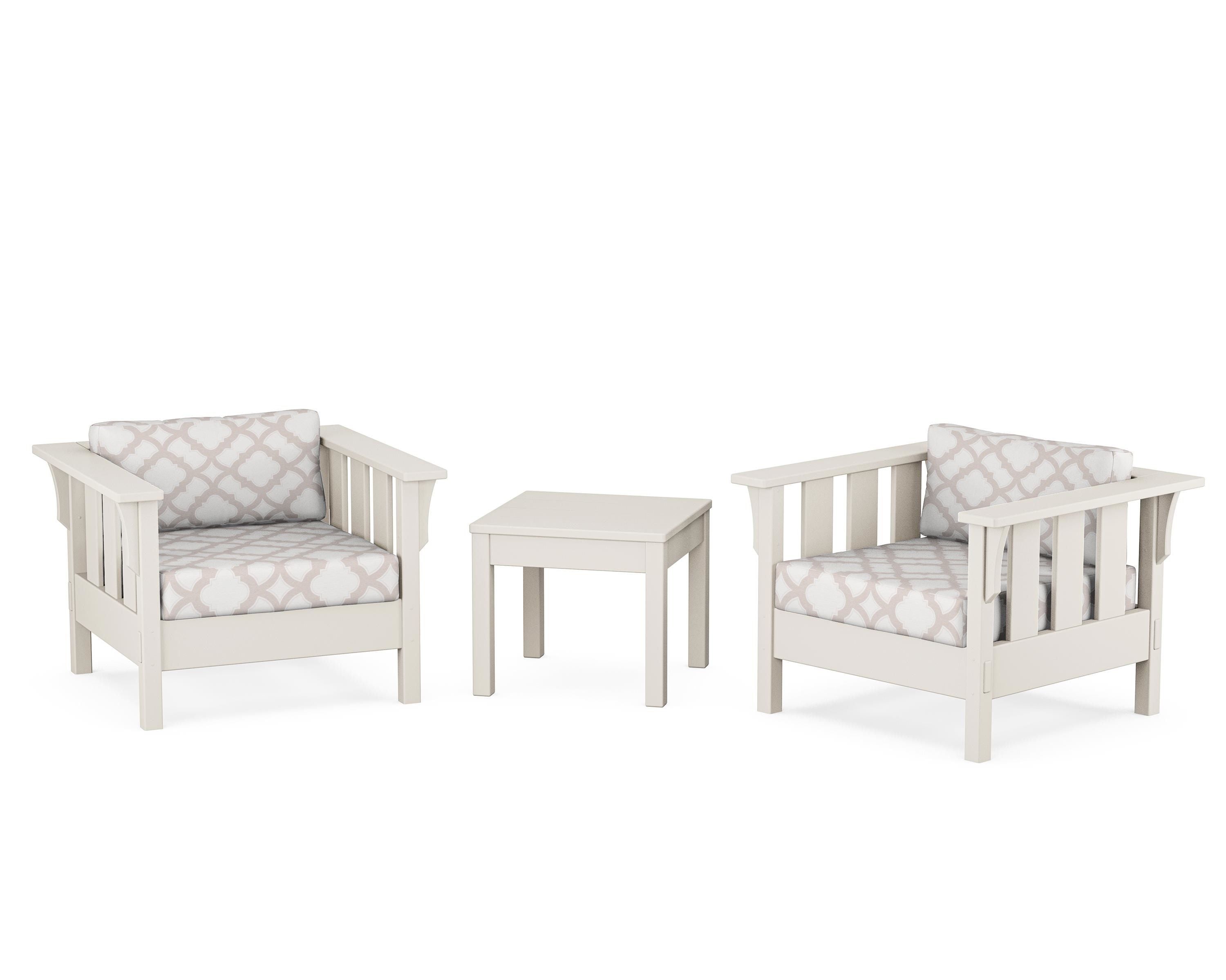 Martha Stewart by POLYWOOD® Acadia 3-Piece Deep Seating Set in Sand / Trellis Dune Burlap