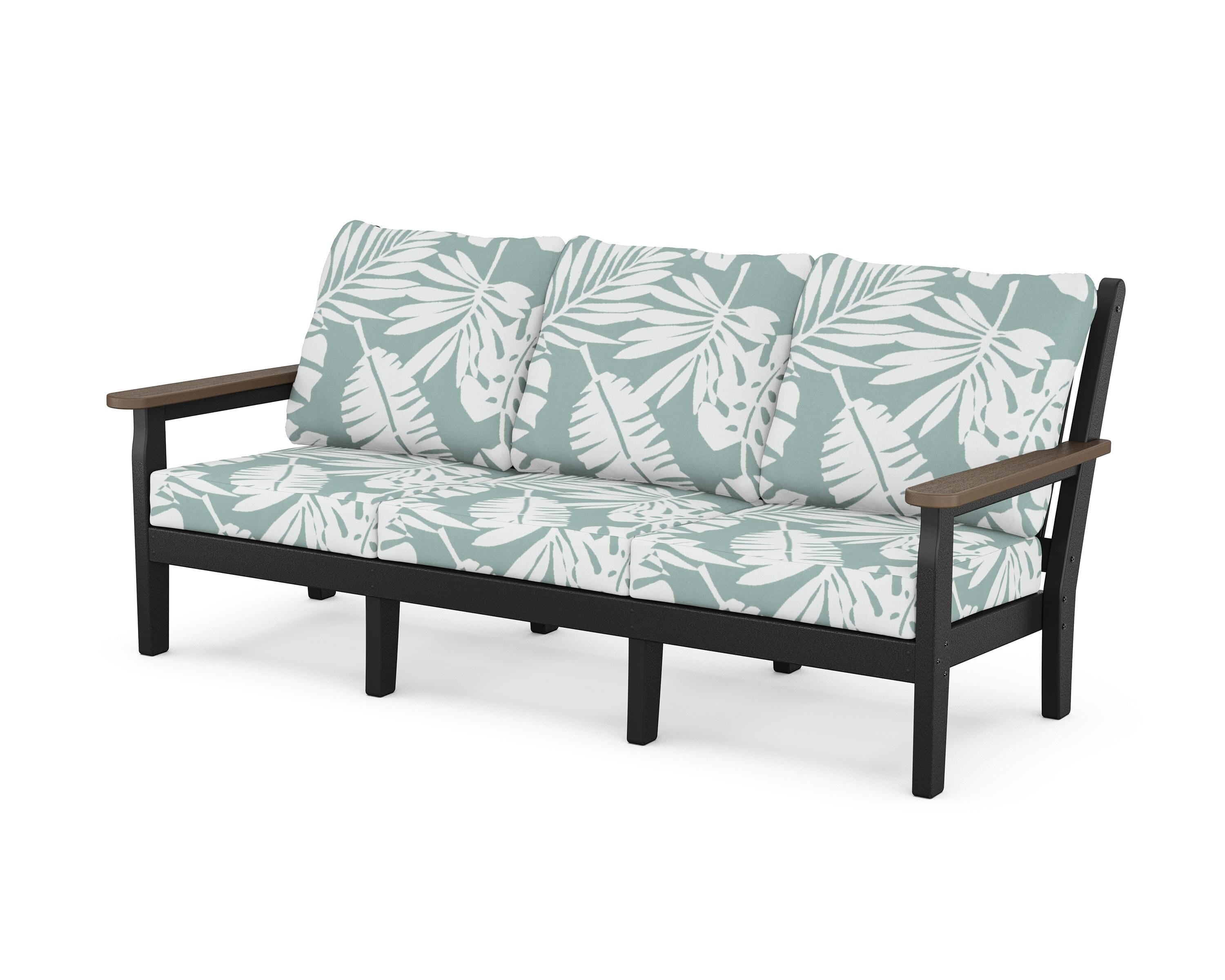 POLYWOOD® Chippendale Deep Seating Sofa in Black / Kona / Leaf Glacier Spa