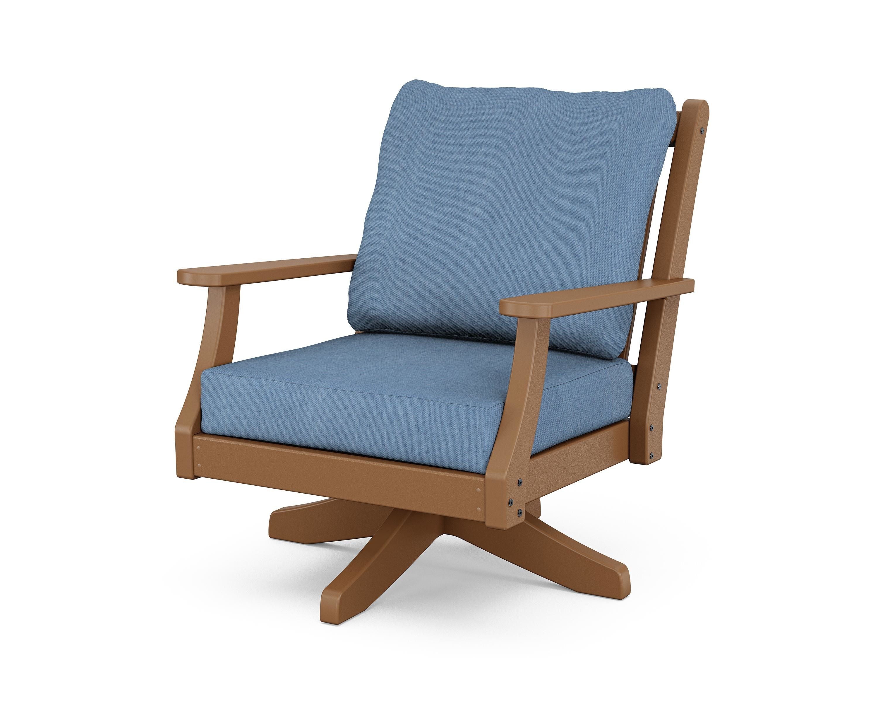Country Living Wovendale Deep Seating Swivel Chair in Teak / Sky Blue