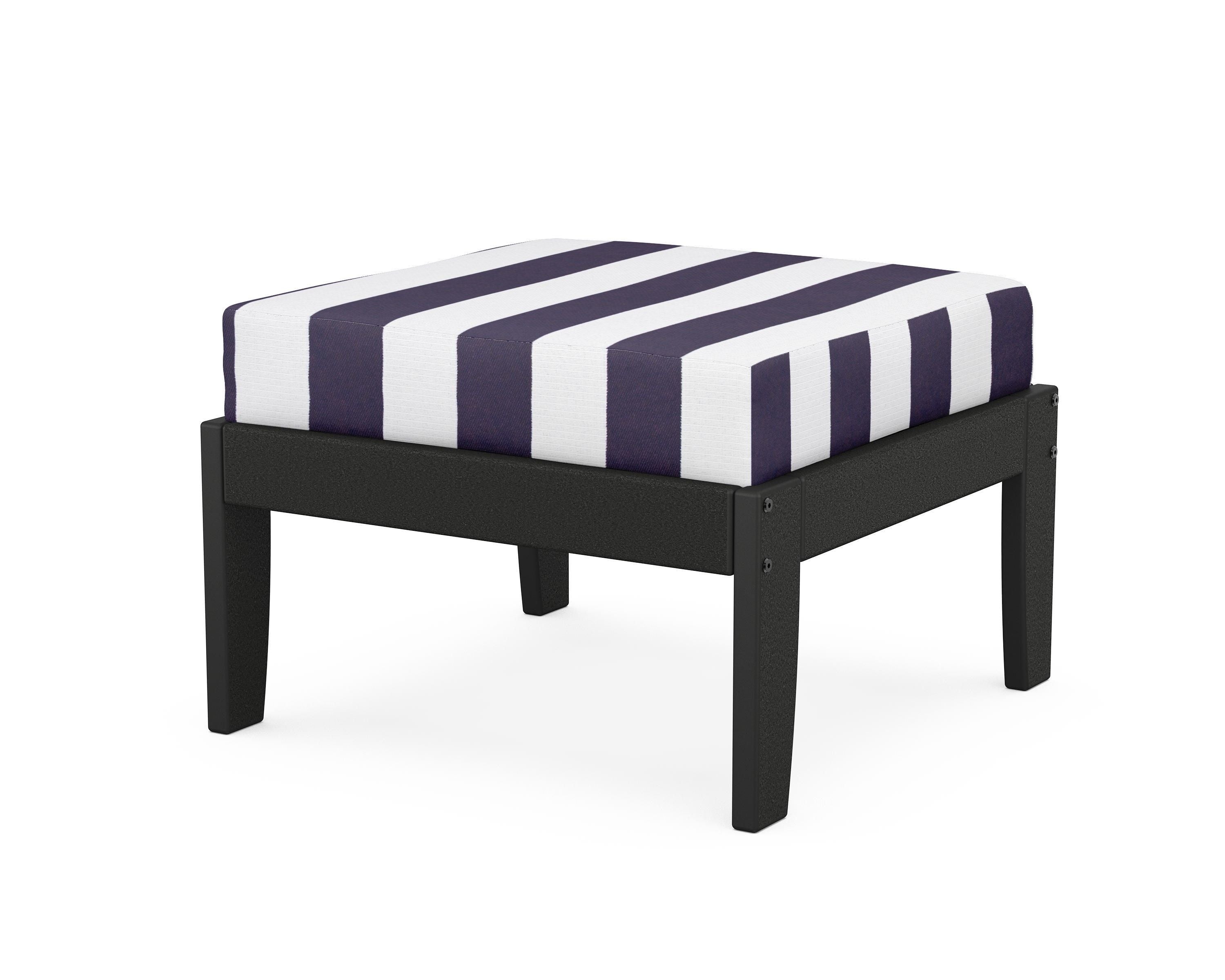 Unbranded Modular Ottoman - Classic in Black / Cabana Stripe Navy