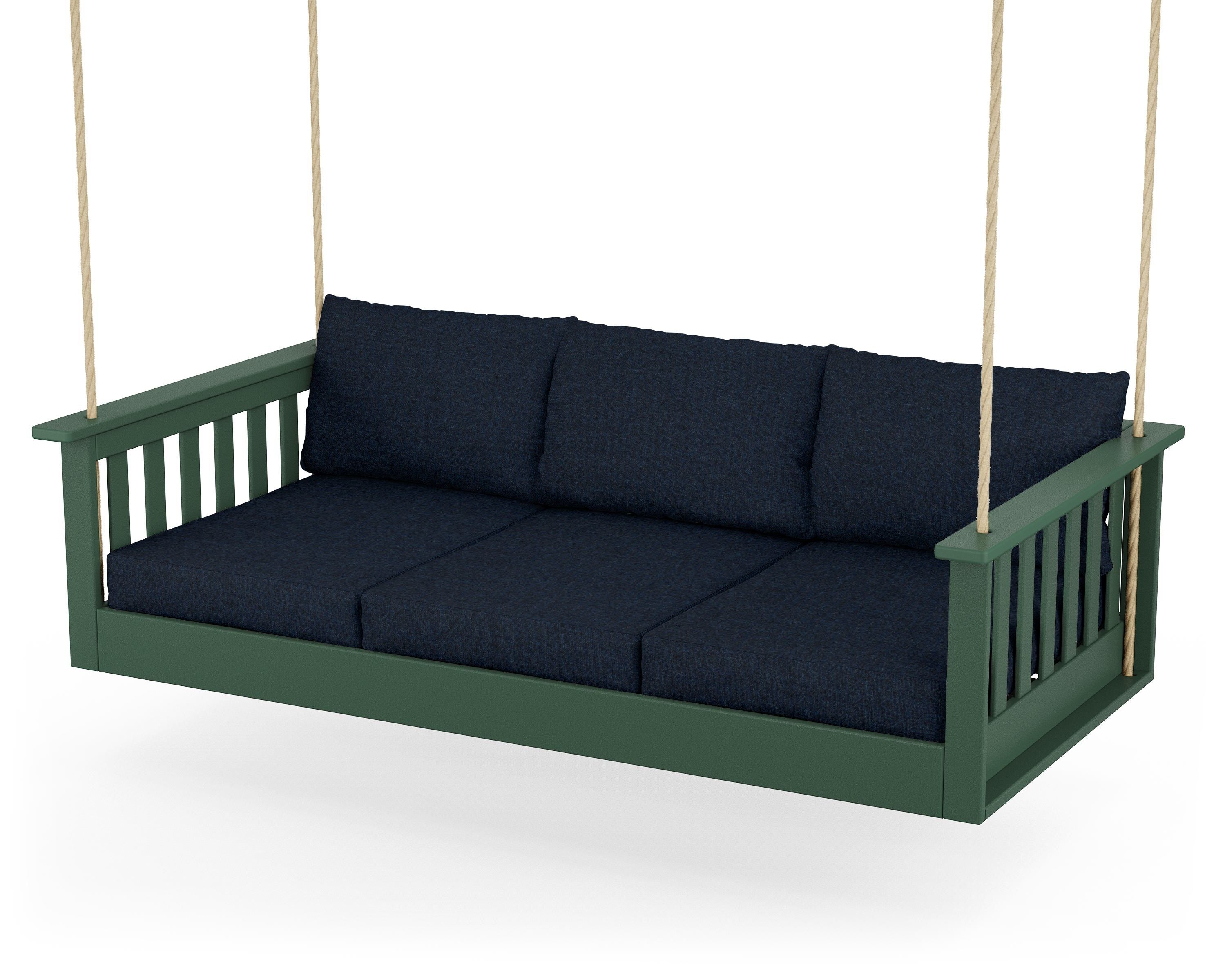 POLYWOOD® Vineyard Daybed Swing in Green / Marine Indigo