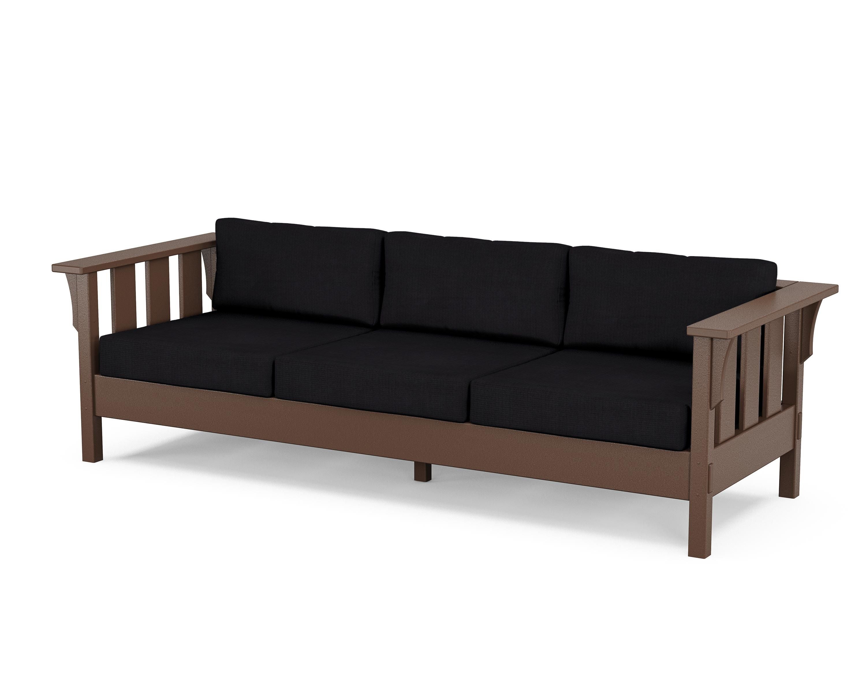 Martha Stewart by POLYWOOD® Acadia Deep Seating Sofa in Mahogany / Midnight Linen